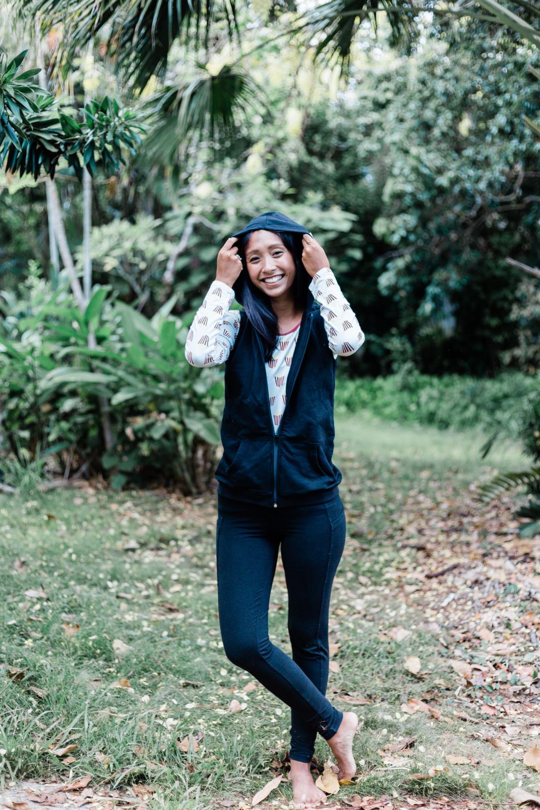 Women's Zip-Front Fleece Hooded Vest in Midnight