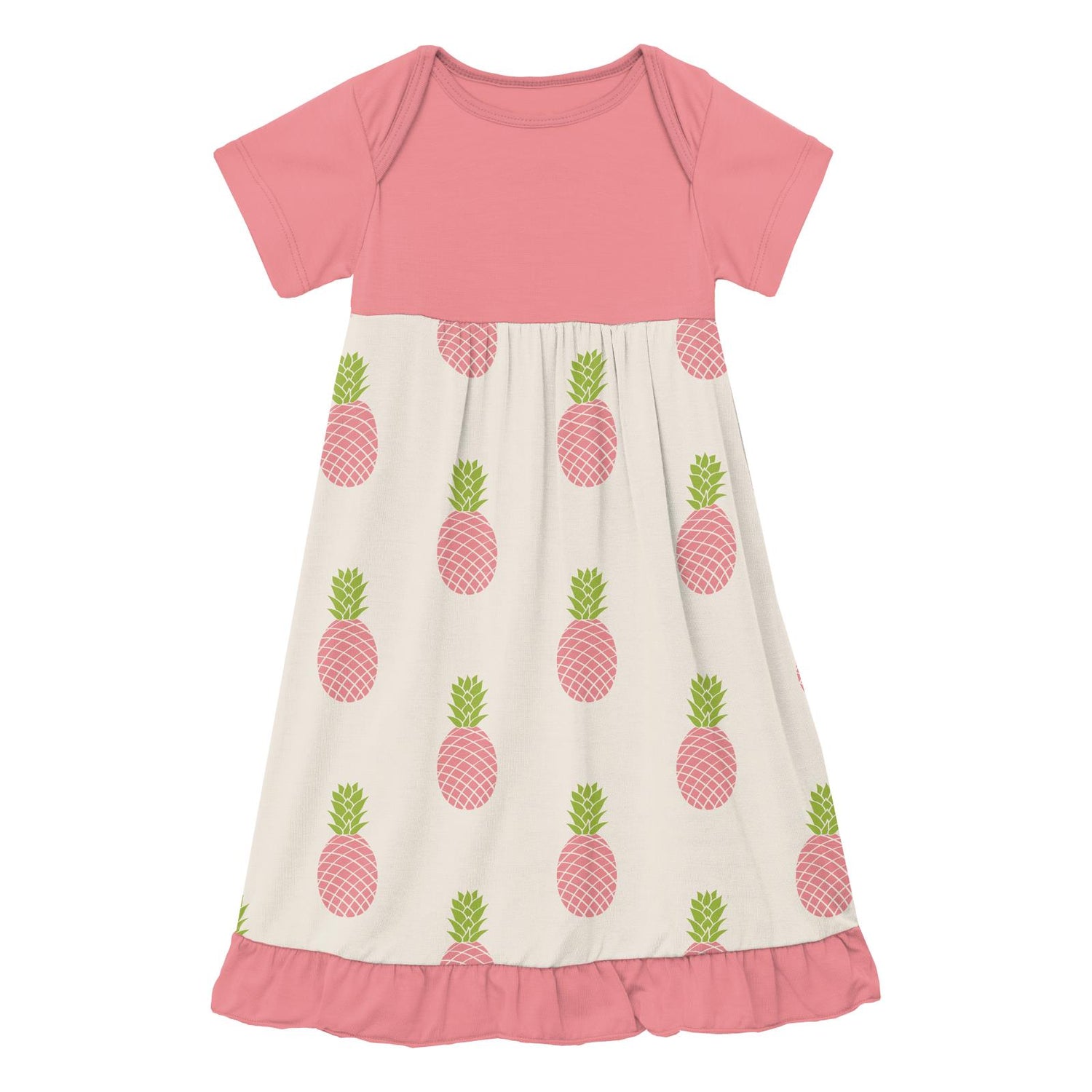 Print Short Sleeve One Piece Dress Romper in Strawberry Pineapples