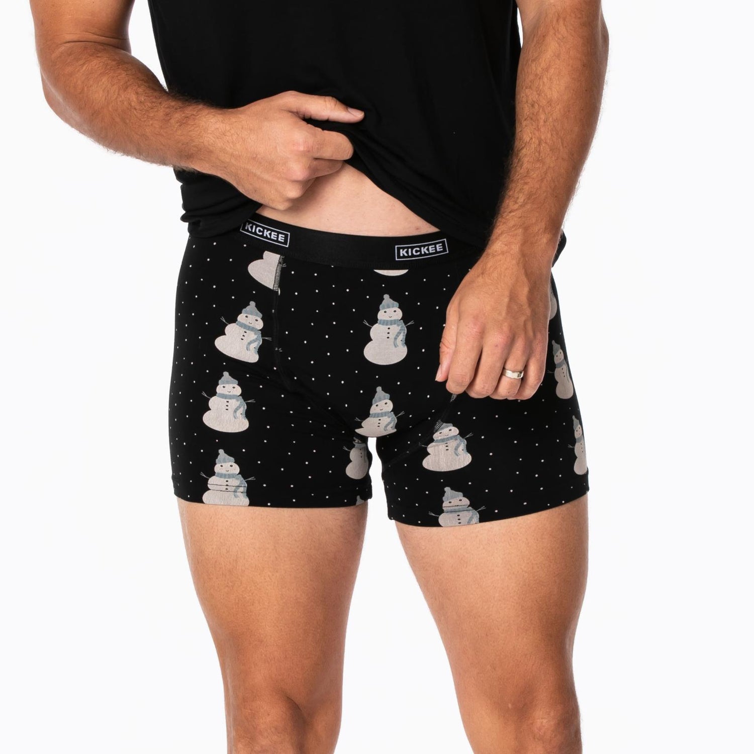 Men's Print Boxer Brief in Midnight Snowman