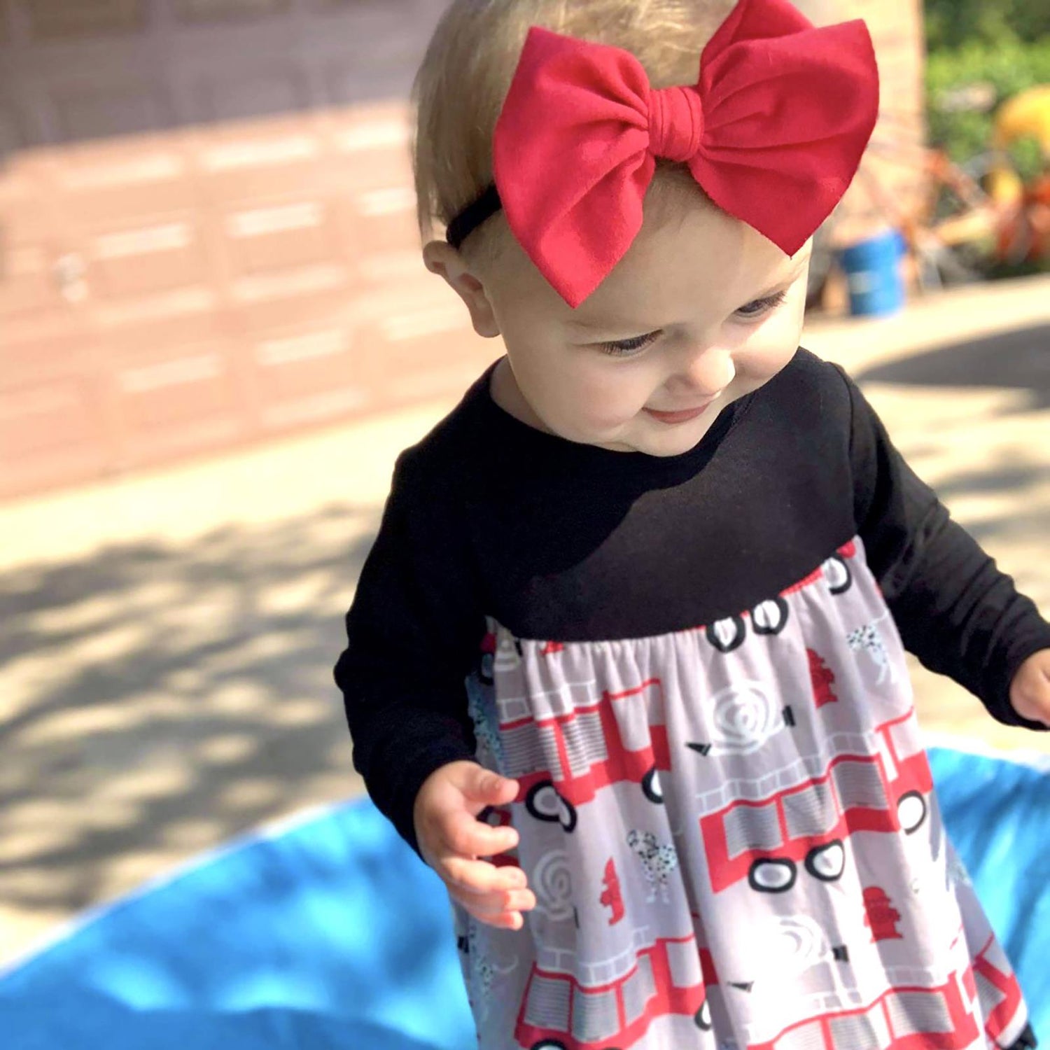 Luxe Big Bow with Black Headband in Flag Red