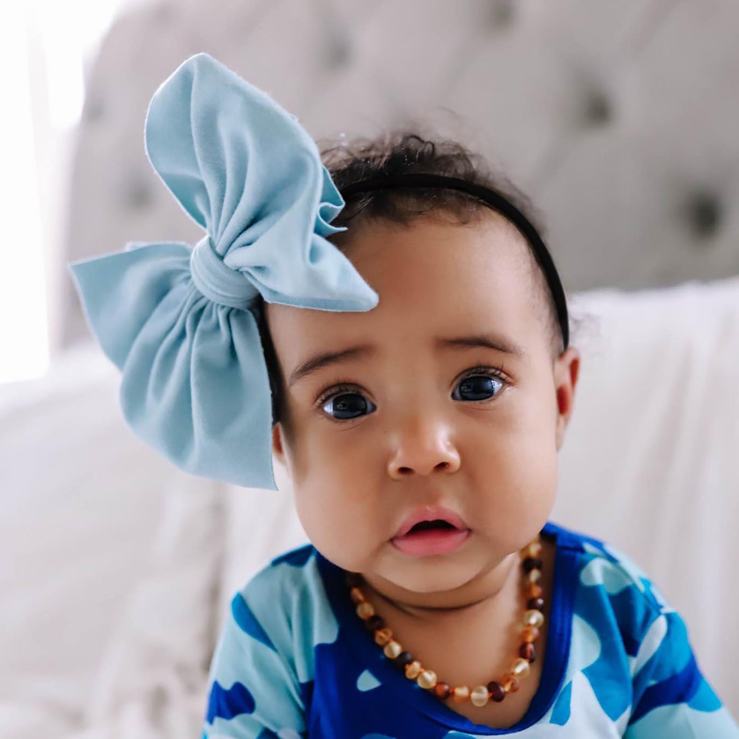 Luxe Big Bow with Black Headband in Jade