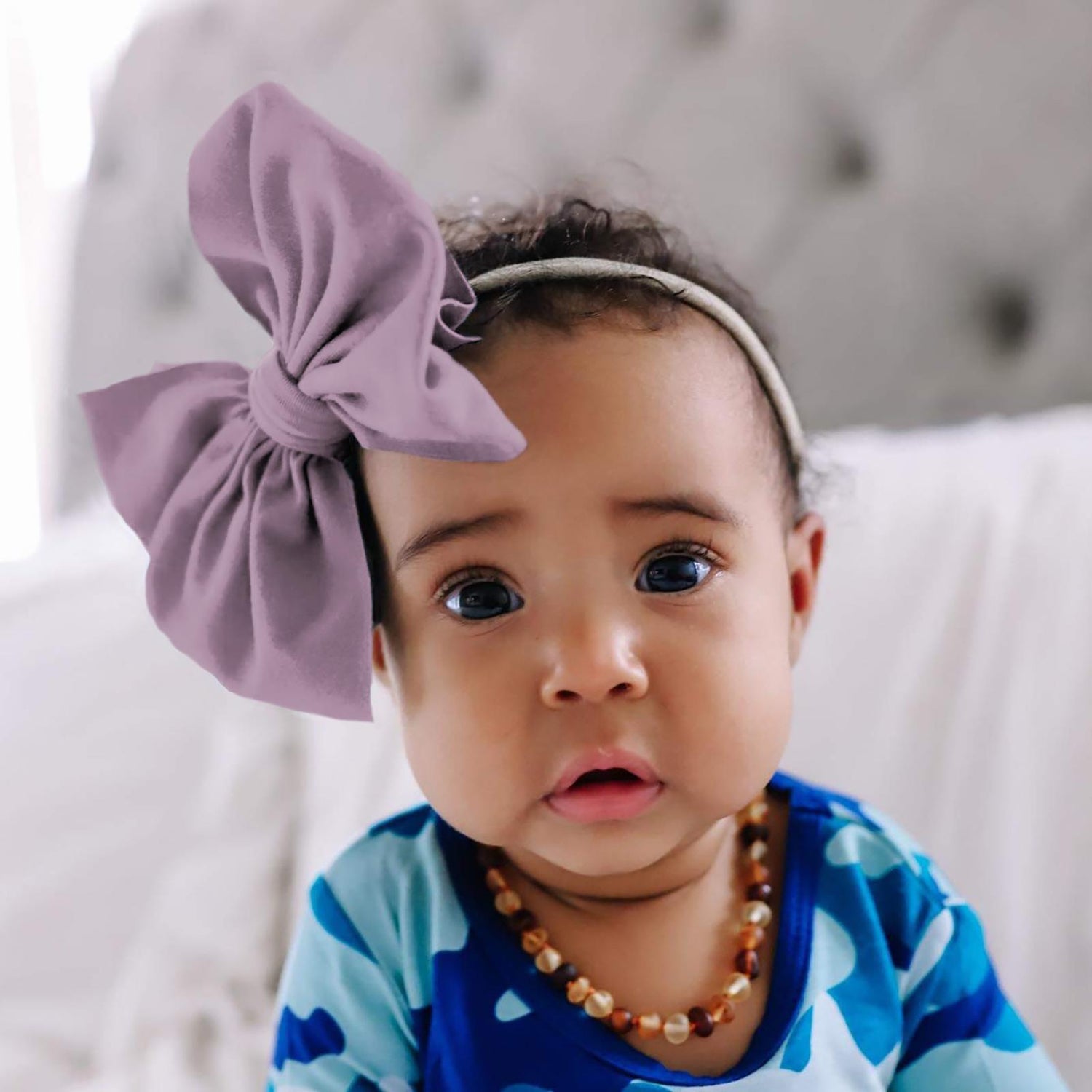 Luxe Big Bow with Nude Headband in Pegasus