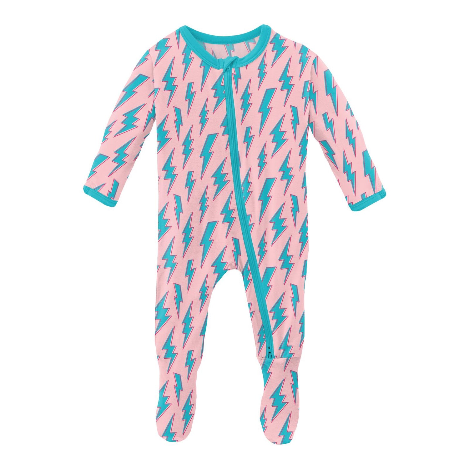 Print Footie with 2 Way Zipper in Lotus Lightning