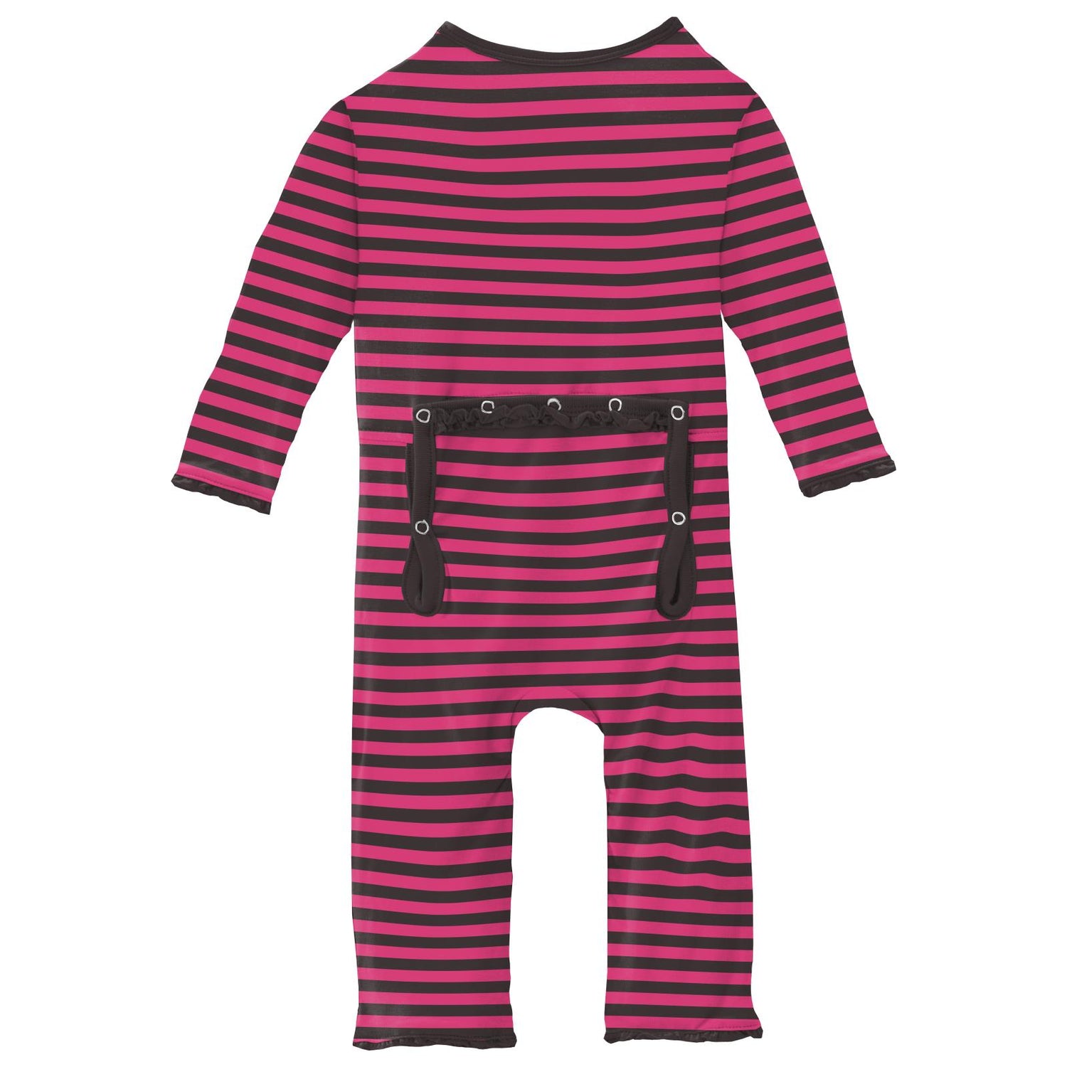 Print Muffin Ruffle Coverall with 2 Way Zipper in Awesome Stripe