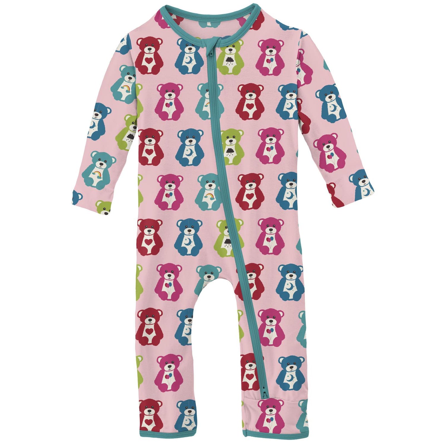 Print Coverall with 2 Way Zipper in Lotus Happy Teddy