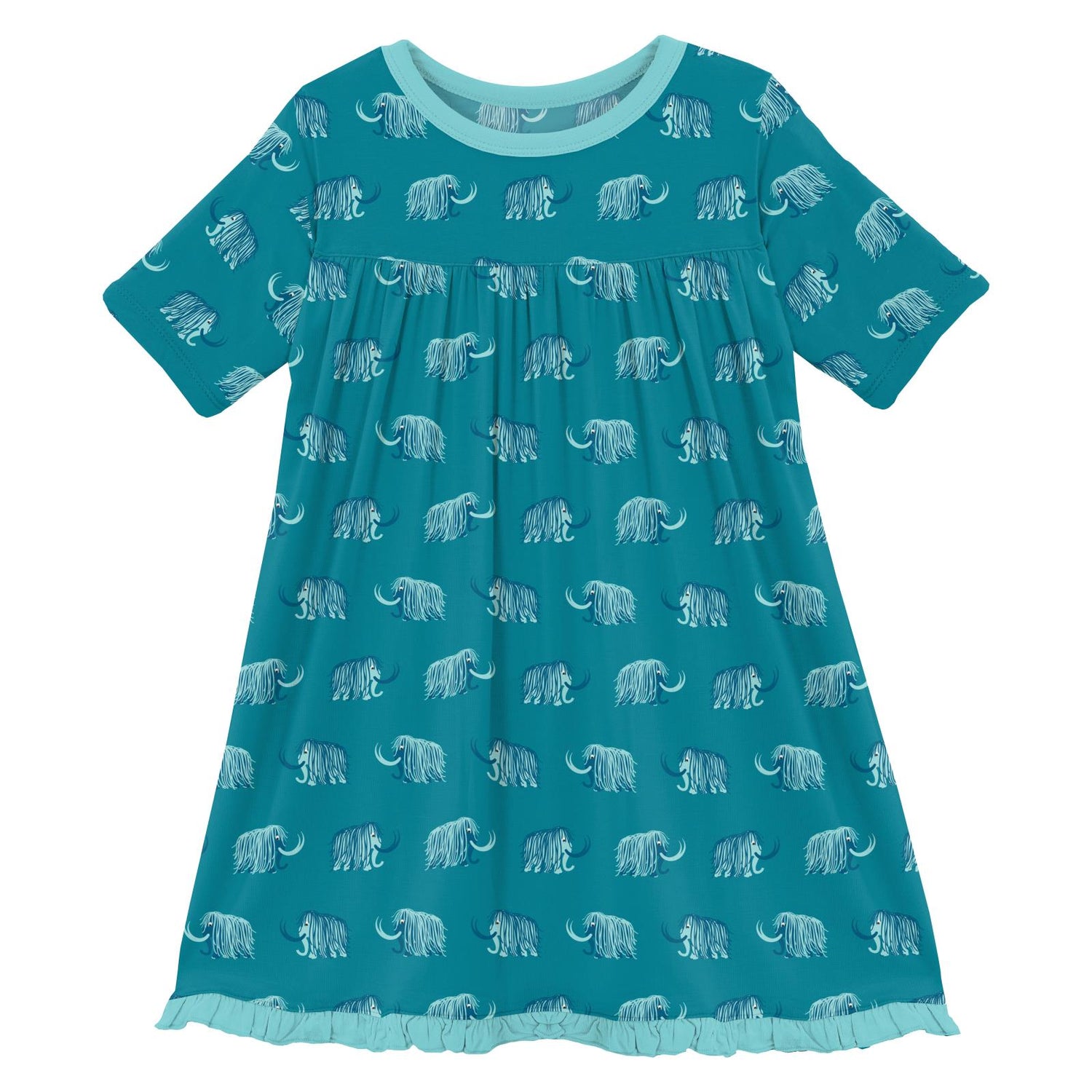 Print Classic Short Sleeve Swing Dress in Bay Mammoth