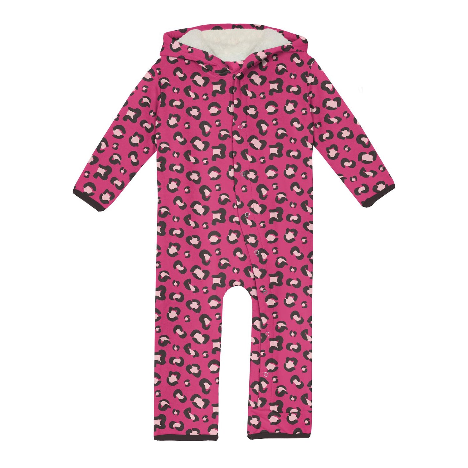 Print Fleece Coverall with Sherpa-Lined Hood and Ears in Calypso Cheetah Print