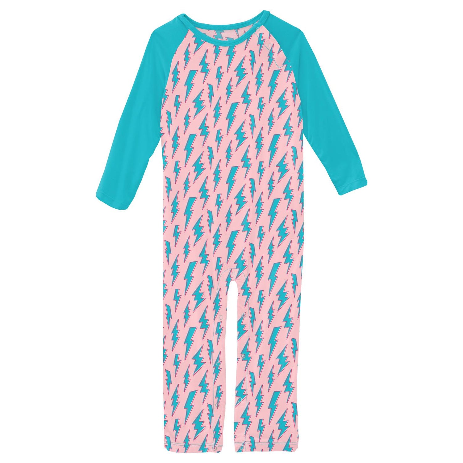 Print Long Sleeve Raglan Romper in Lotus Lightning