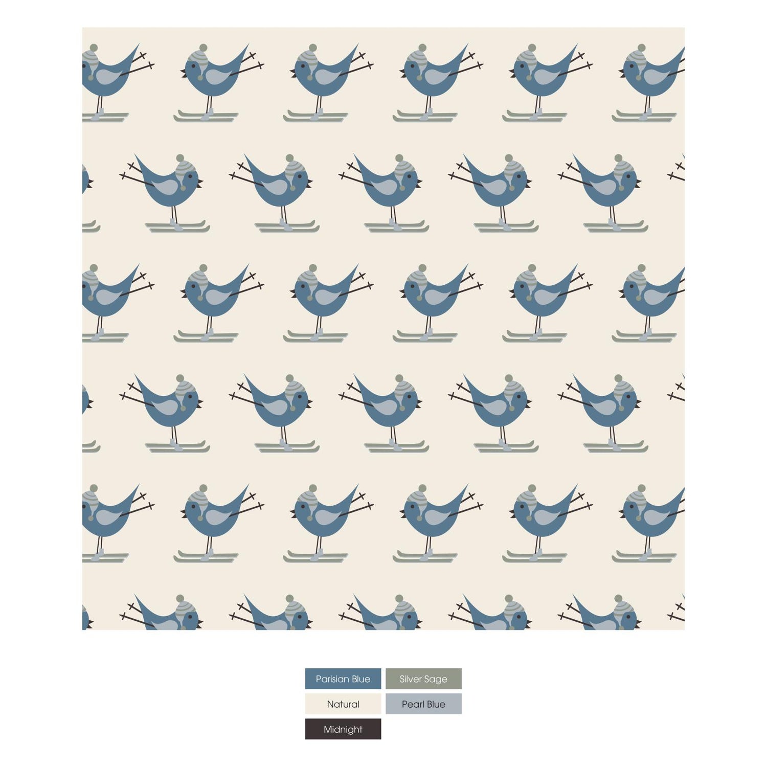 Print Bandana Bib in Natural Ski Birds