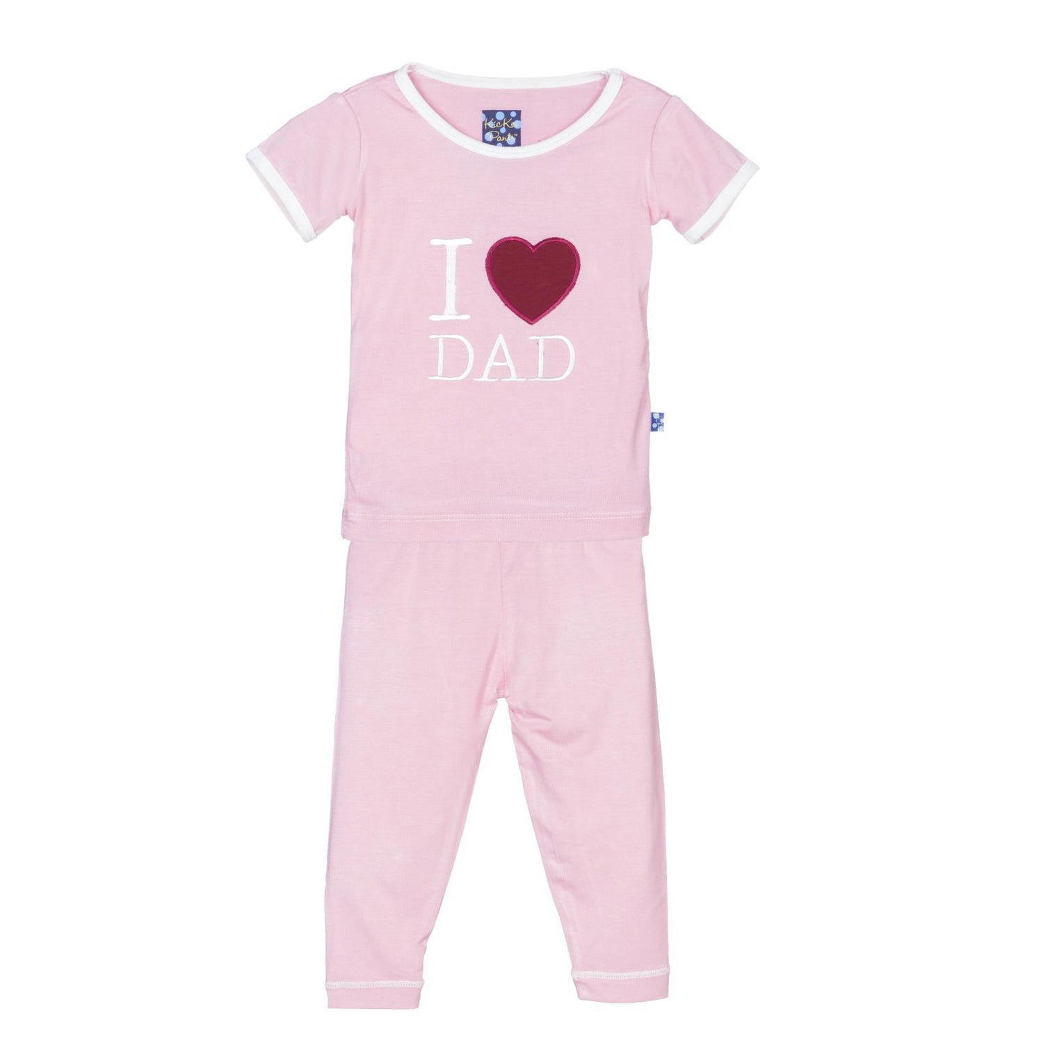 Holiday Short Sleeve Applique Pajama Set in Lotus I Love Dad