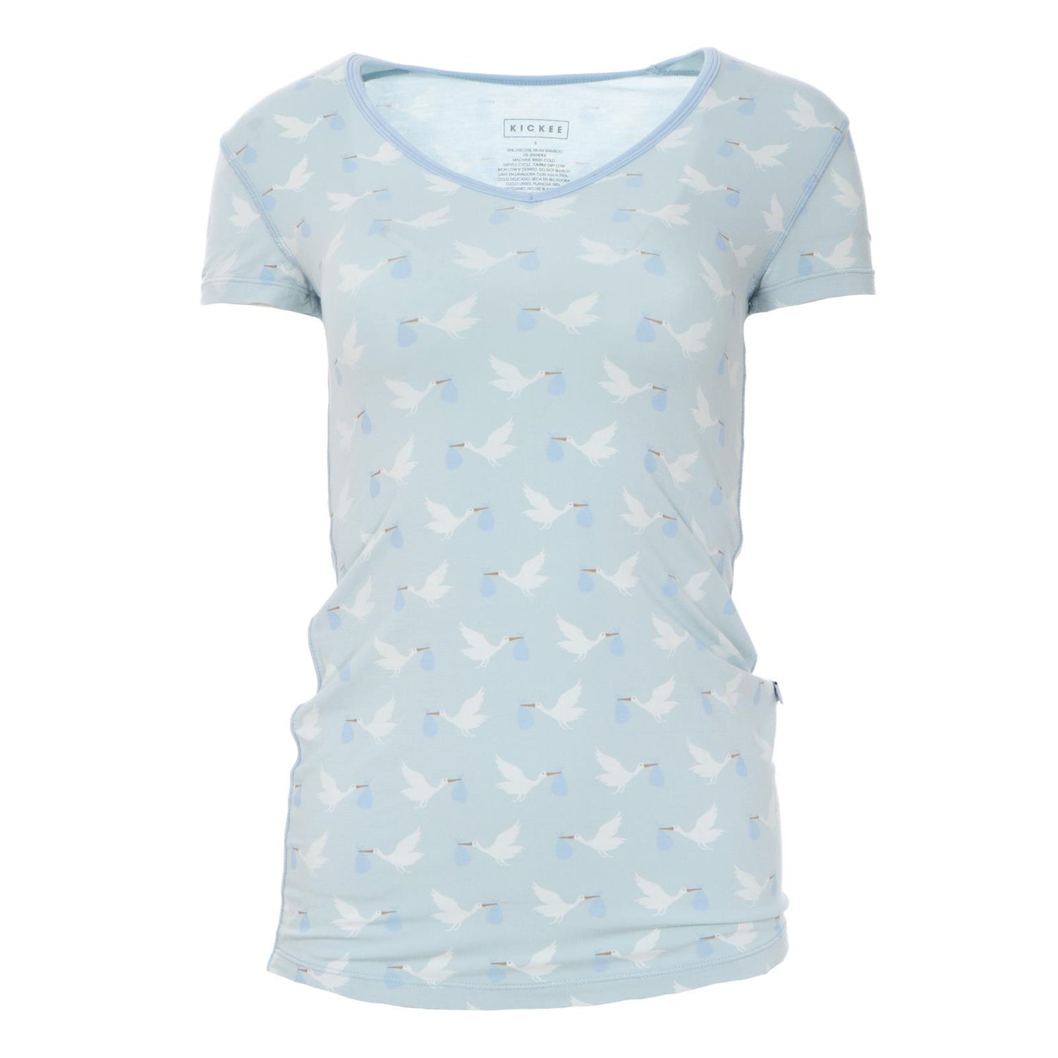Print Short Sleeve One Tee in Spring Sky Stork