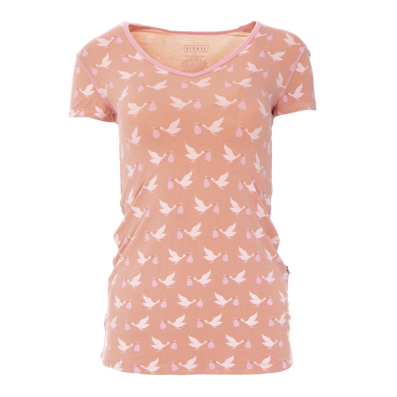 Print Short Sleeve One Tee in Blush Stork