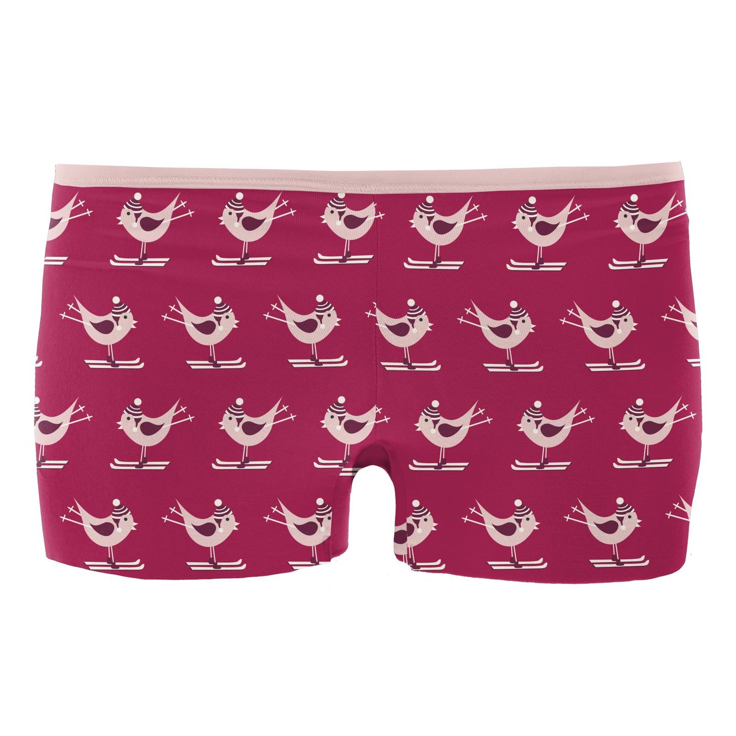 Women's Print Boy Short Underwear in Berry Ski Birds