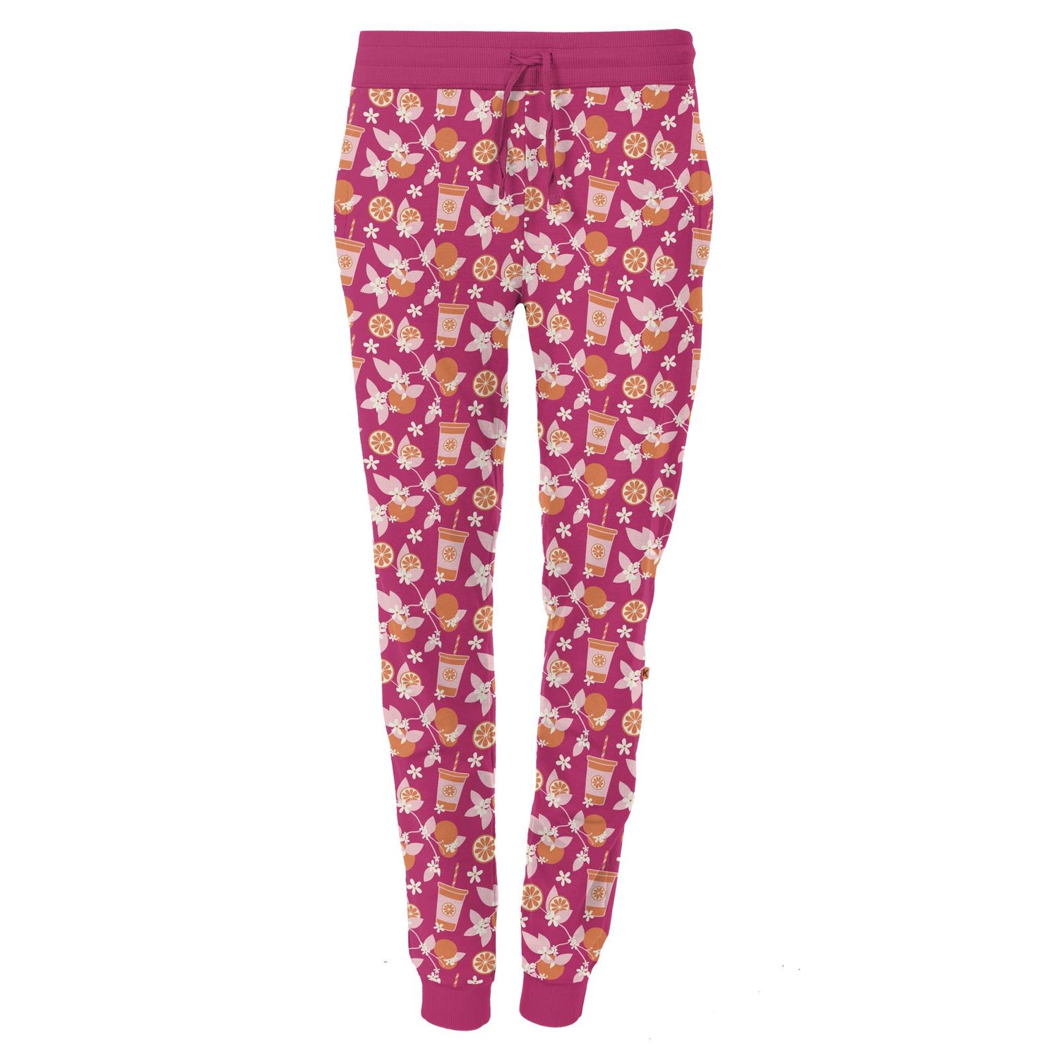 Women's Print Fleece Lounge Joggers in Calypso Orange Cream