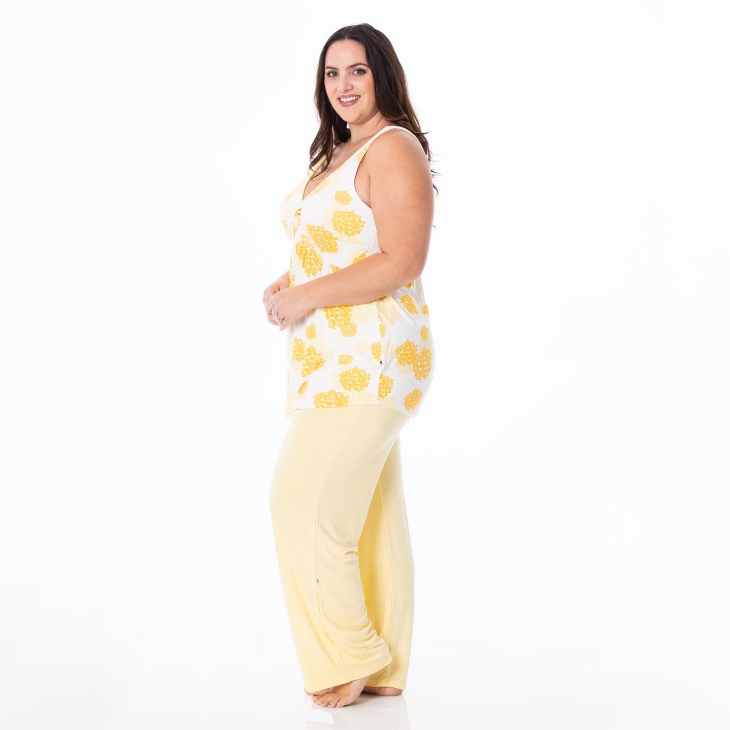 Women's Print Twist Tank and Pajama Pants Set in Wallaby Hydrangea
