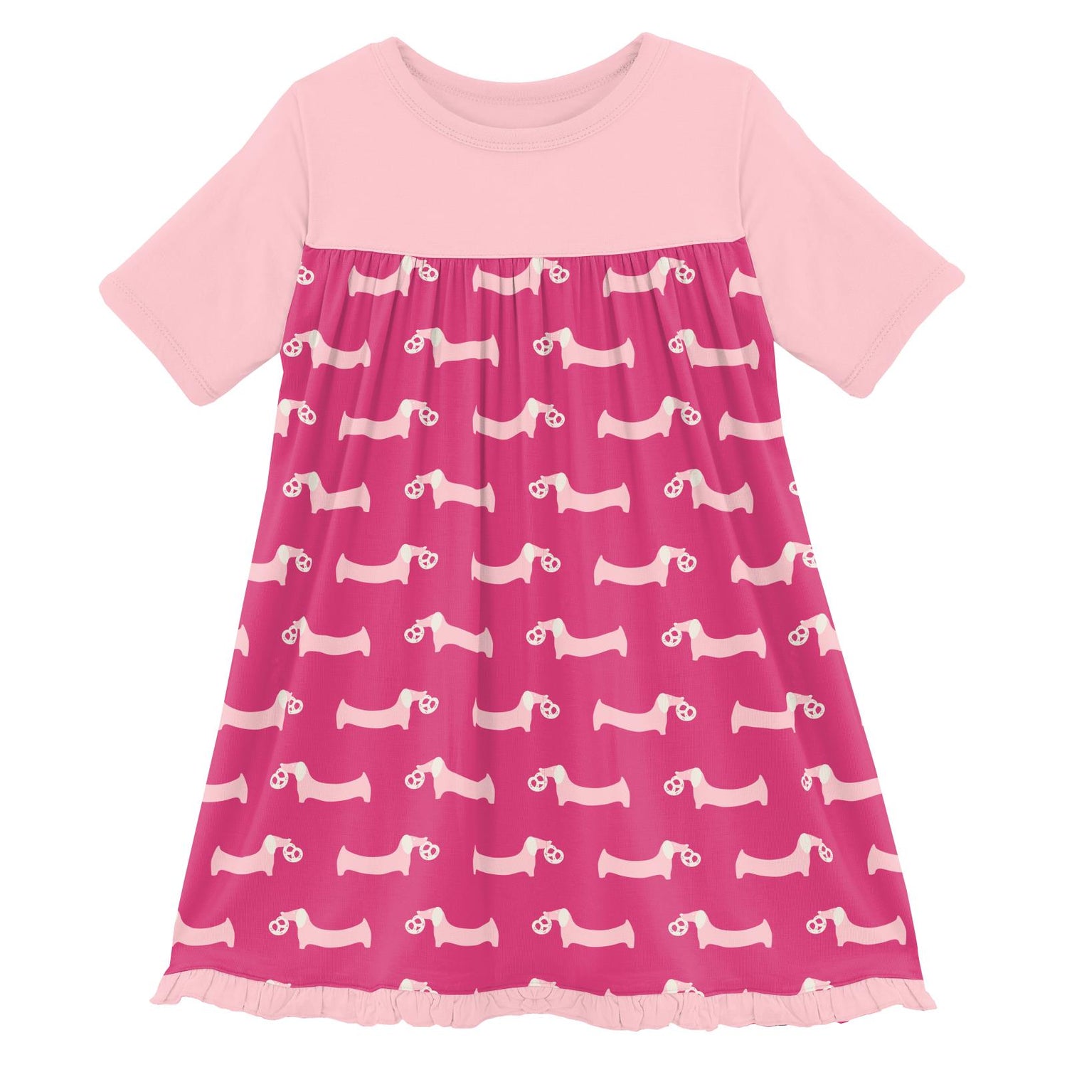 Print Classic Short Sleeve Swing Dress in Calypso Pretzel Pup