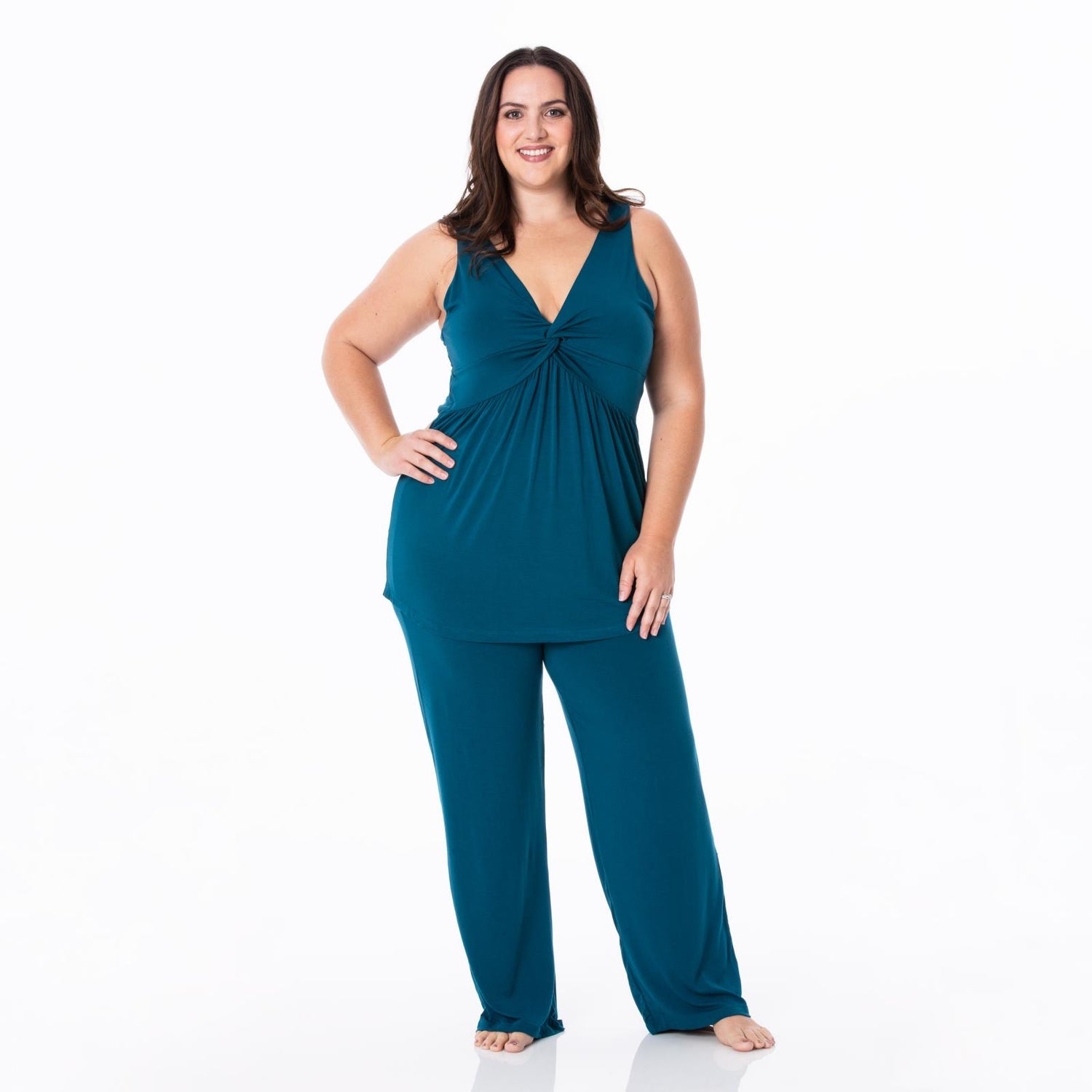 Women's Twist Tank and Pajama Pants Set in Peacock