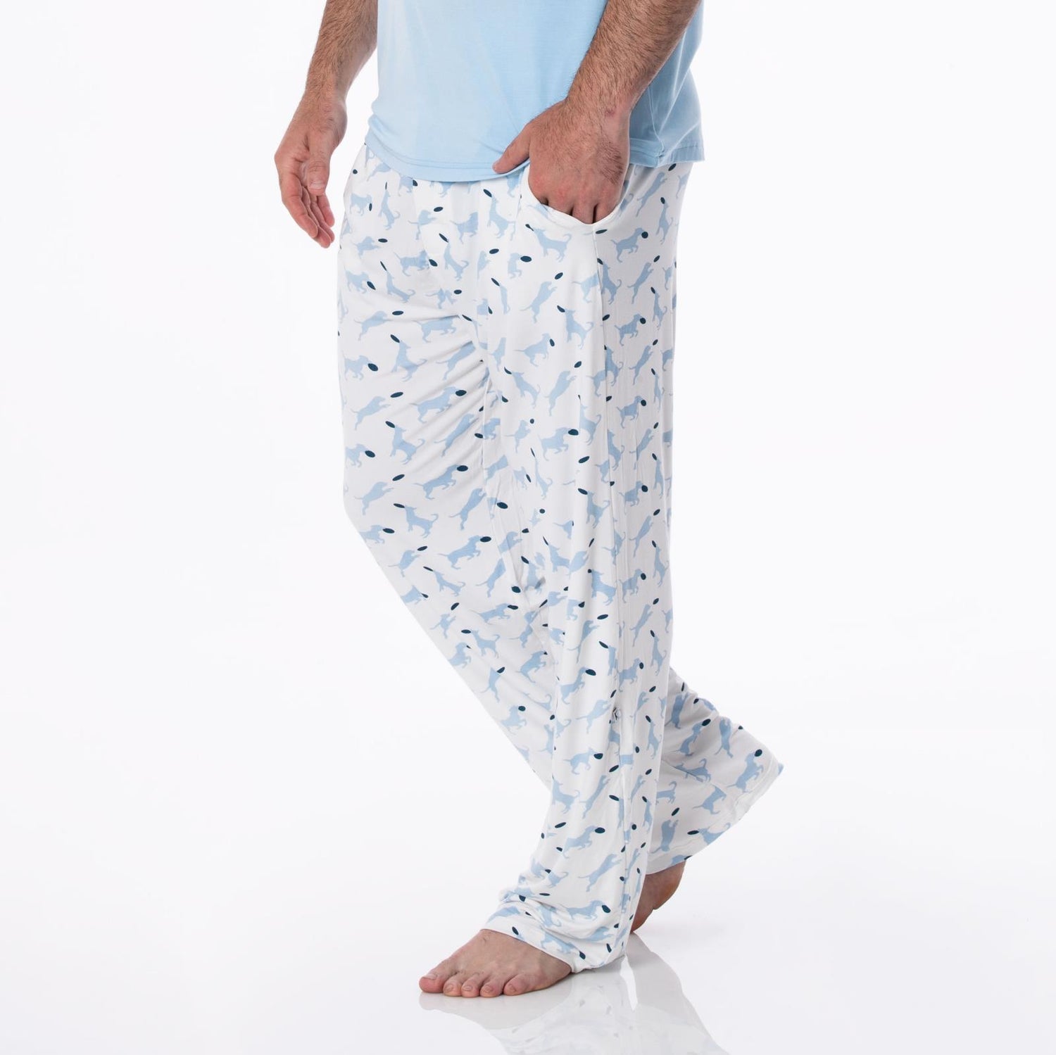 Men's Print Pajama Pants in Natural Frisbee Labs