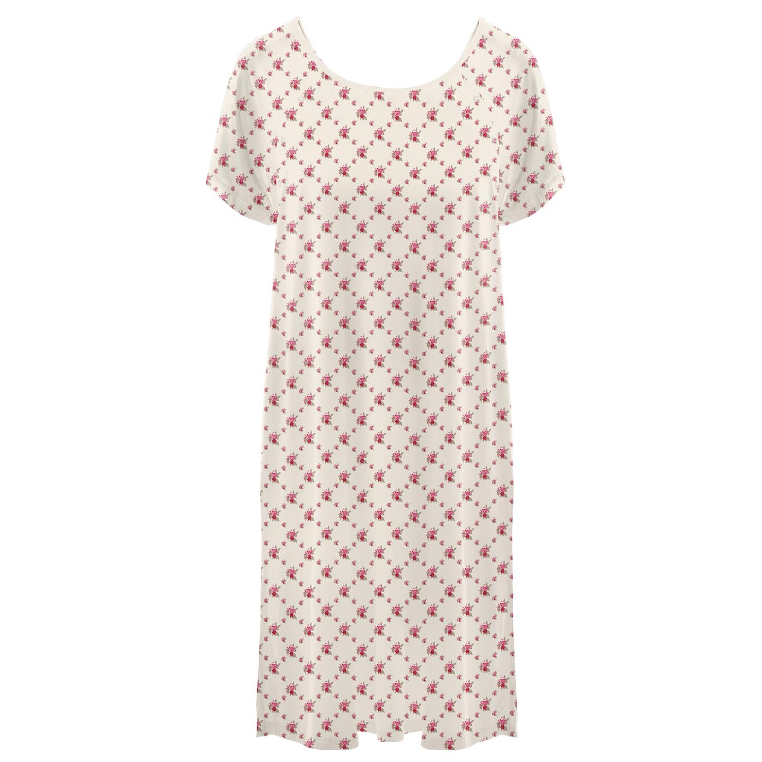 Women's Print Hospital Gown in Natural Rose Trellis