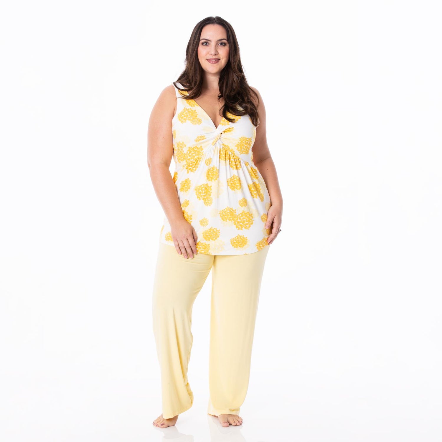 Women's Print Twist Tank and Pajama Pants Set in Wallaby Hydrangea
