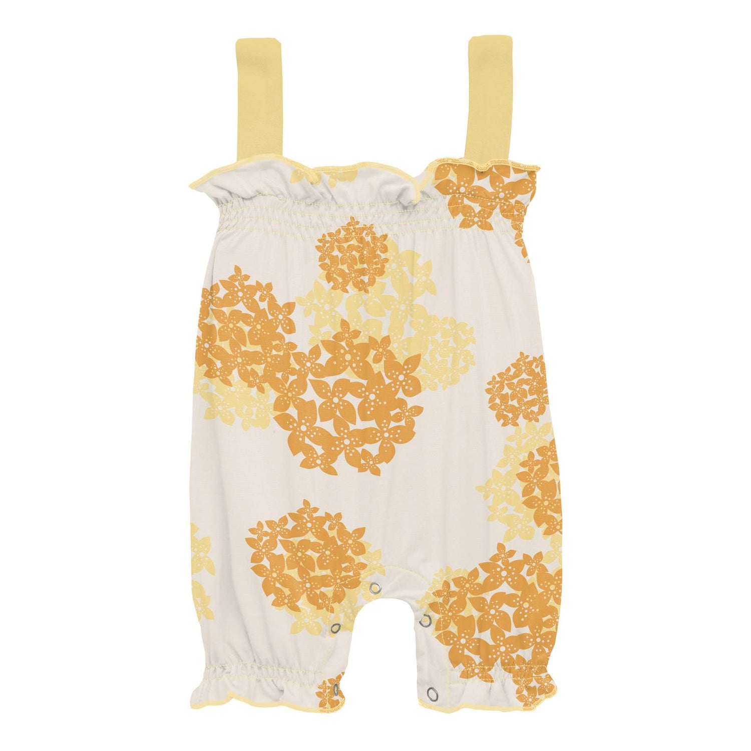 Print Gathered Romper in Wallaby Hydrangea