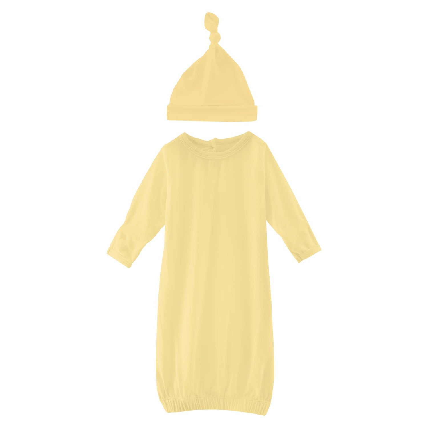Layette Gown & Single Knot Hat Set in Wallaby