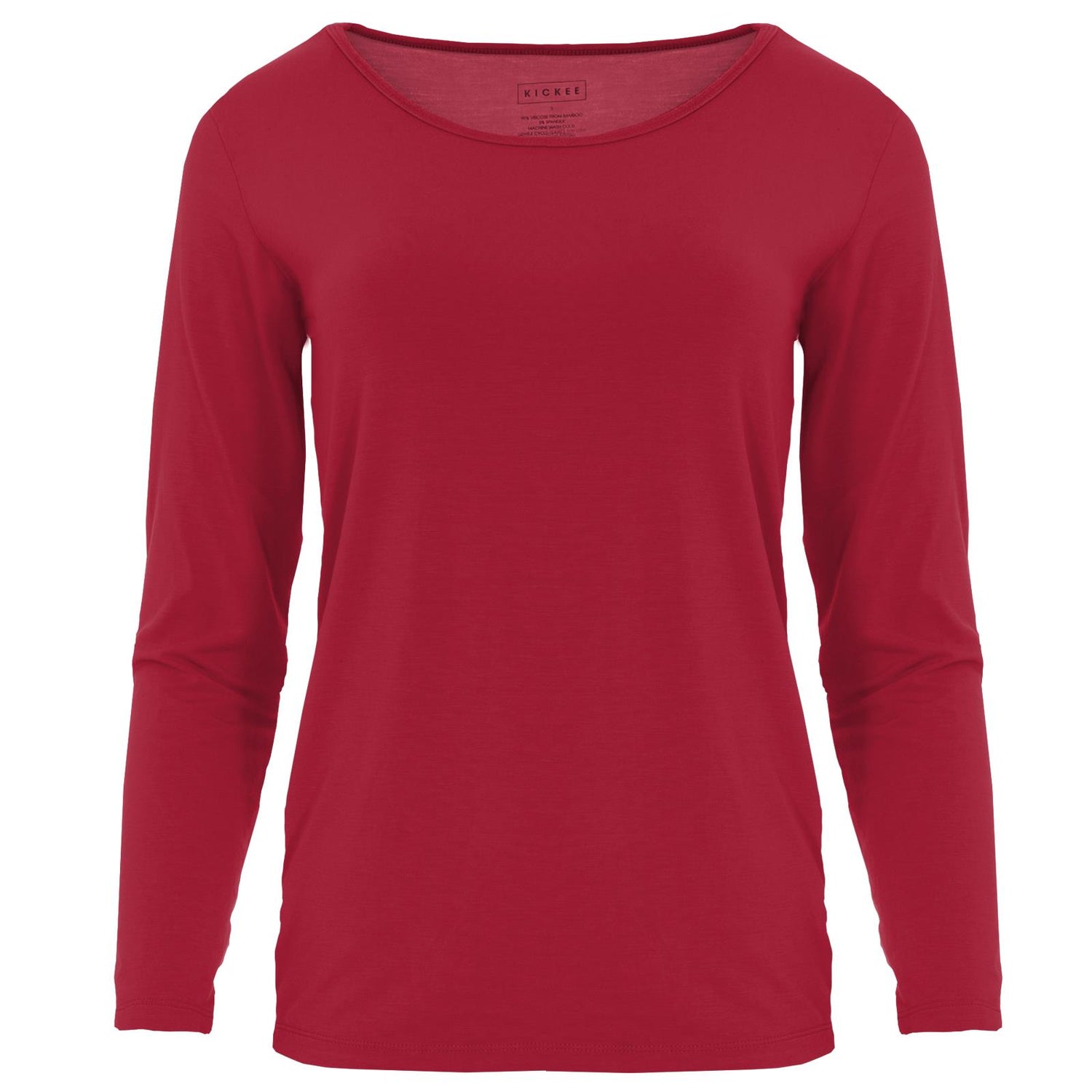 Women's Solid Long Sleeve Loosey Goosey Tee in Crimson