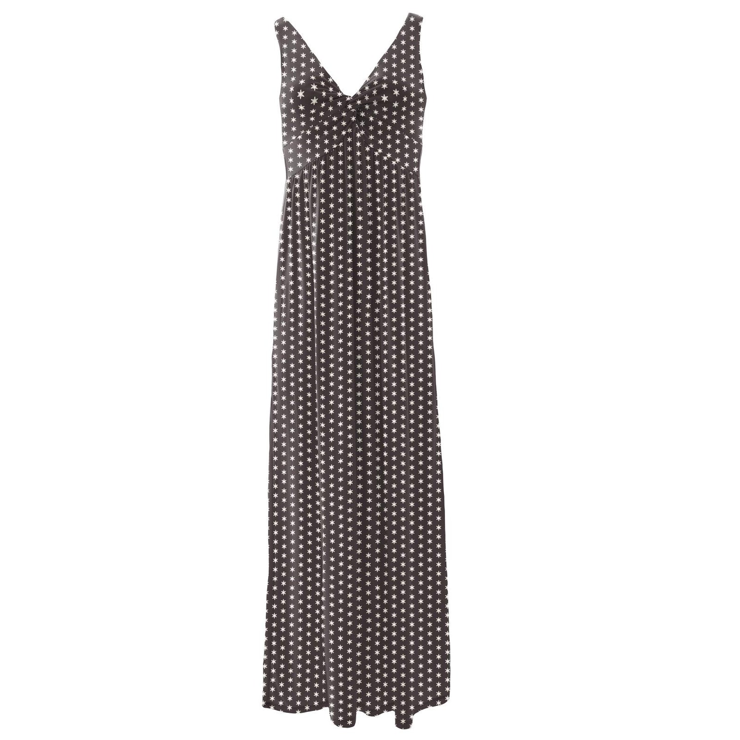 Women's Print Simple Twist Nightgown in Midnight Tiny Snowflakes