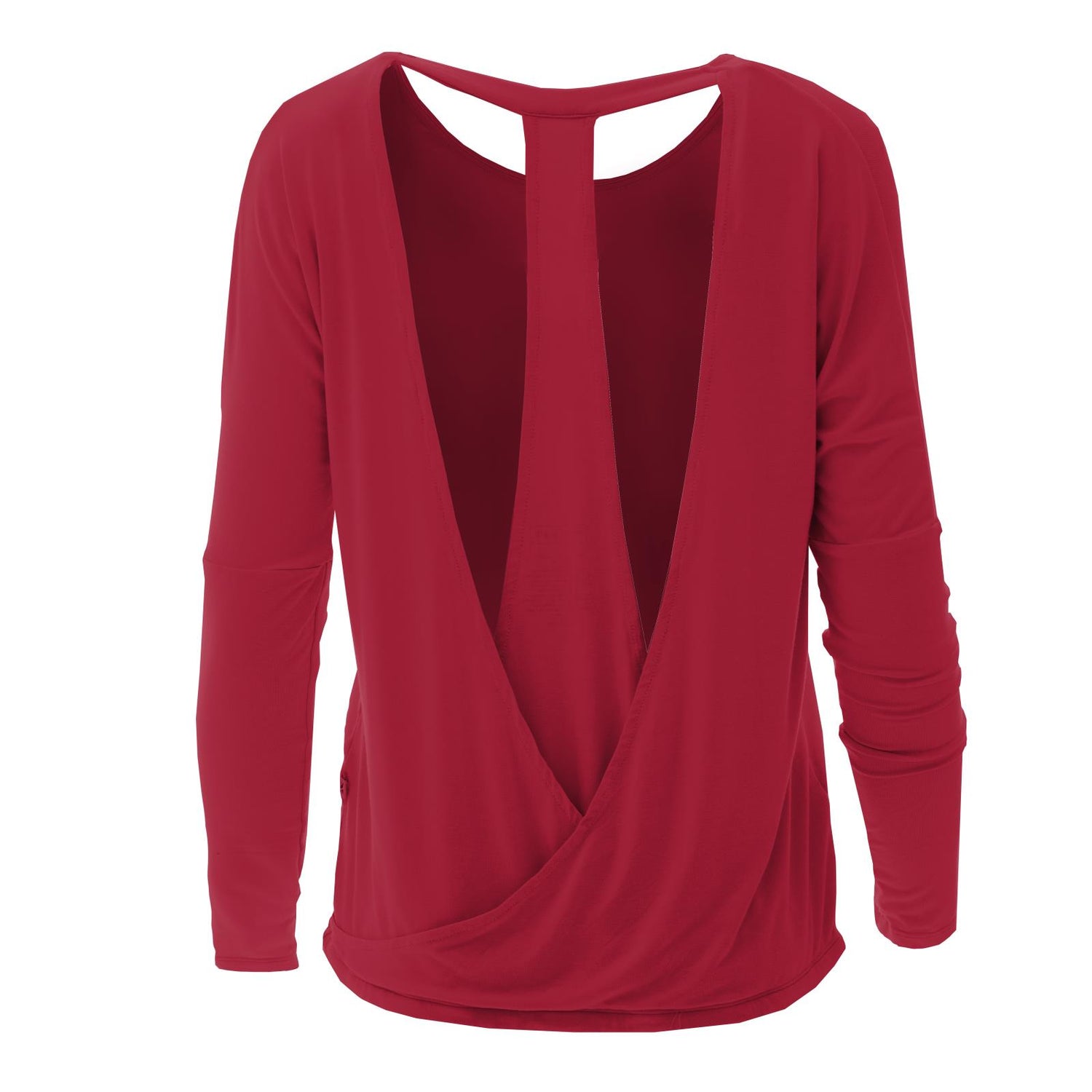 Women's Solid Open Back Top in Crimson