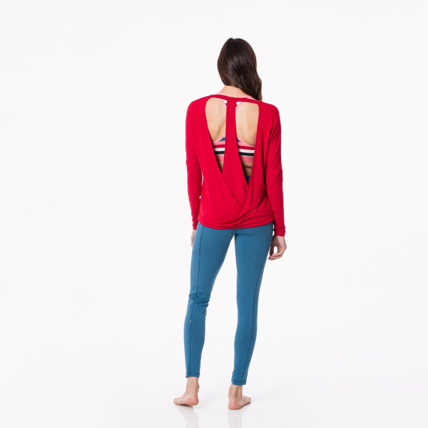 Women's Solid Open Back Top in Crimson