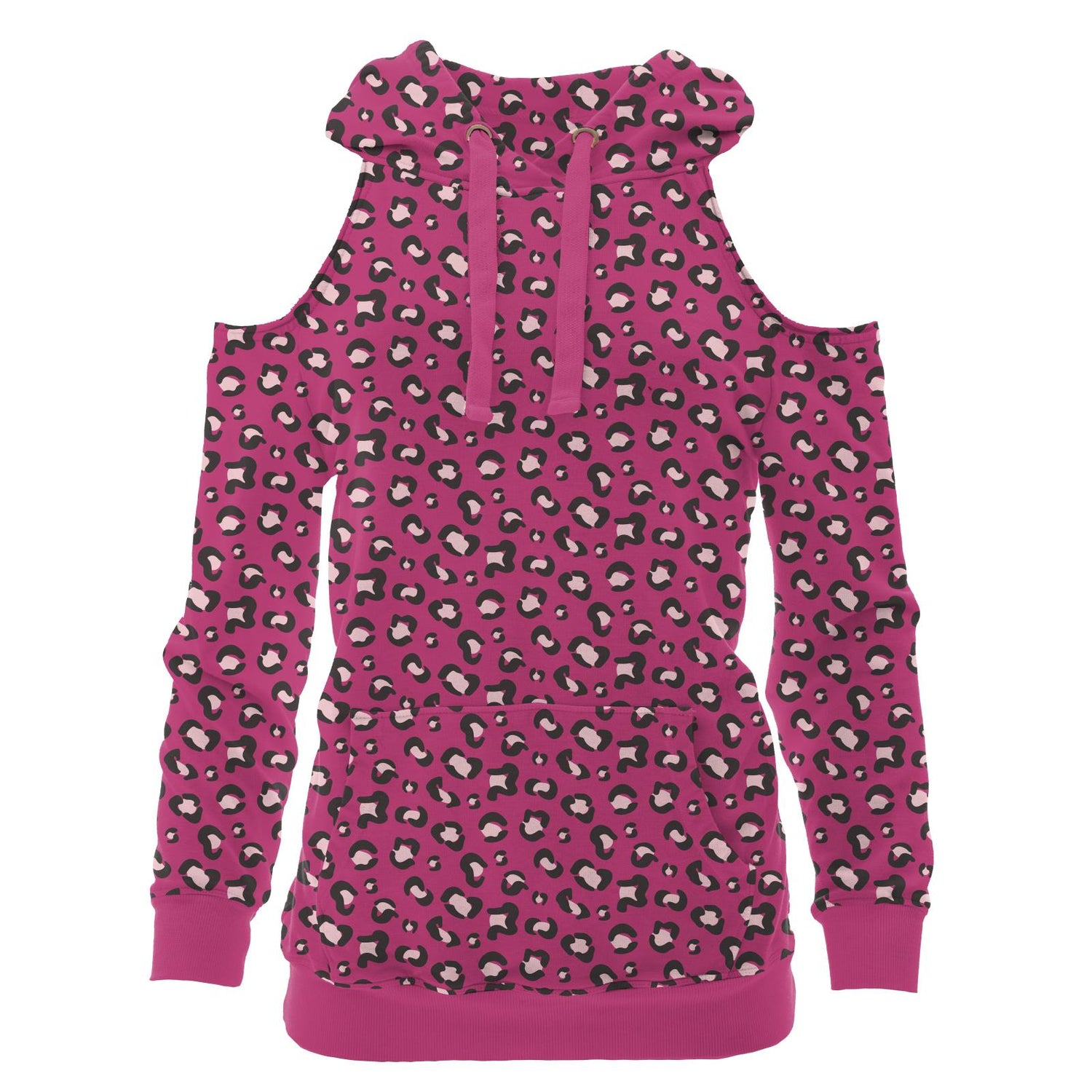 Women's Print Fleece Open-Shoulder Pullover in Calypso Cheetah Print