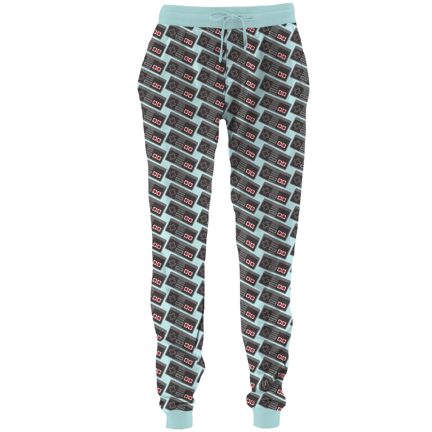 Men's Print Fleece Lounge Joggers in Summer Sky Retro Game Controller