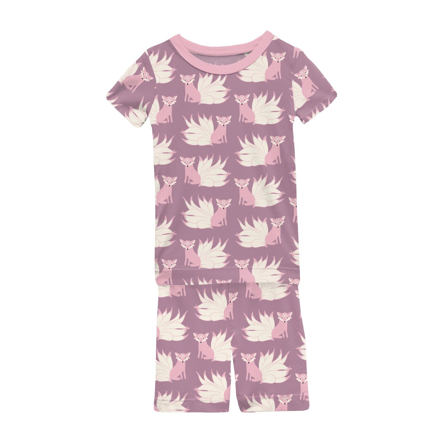 Print Short Sleeve Pajama Set with Shorts in Pegasus Kitsune