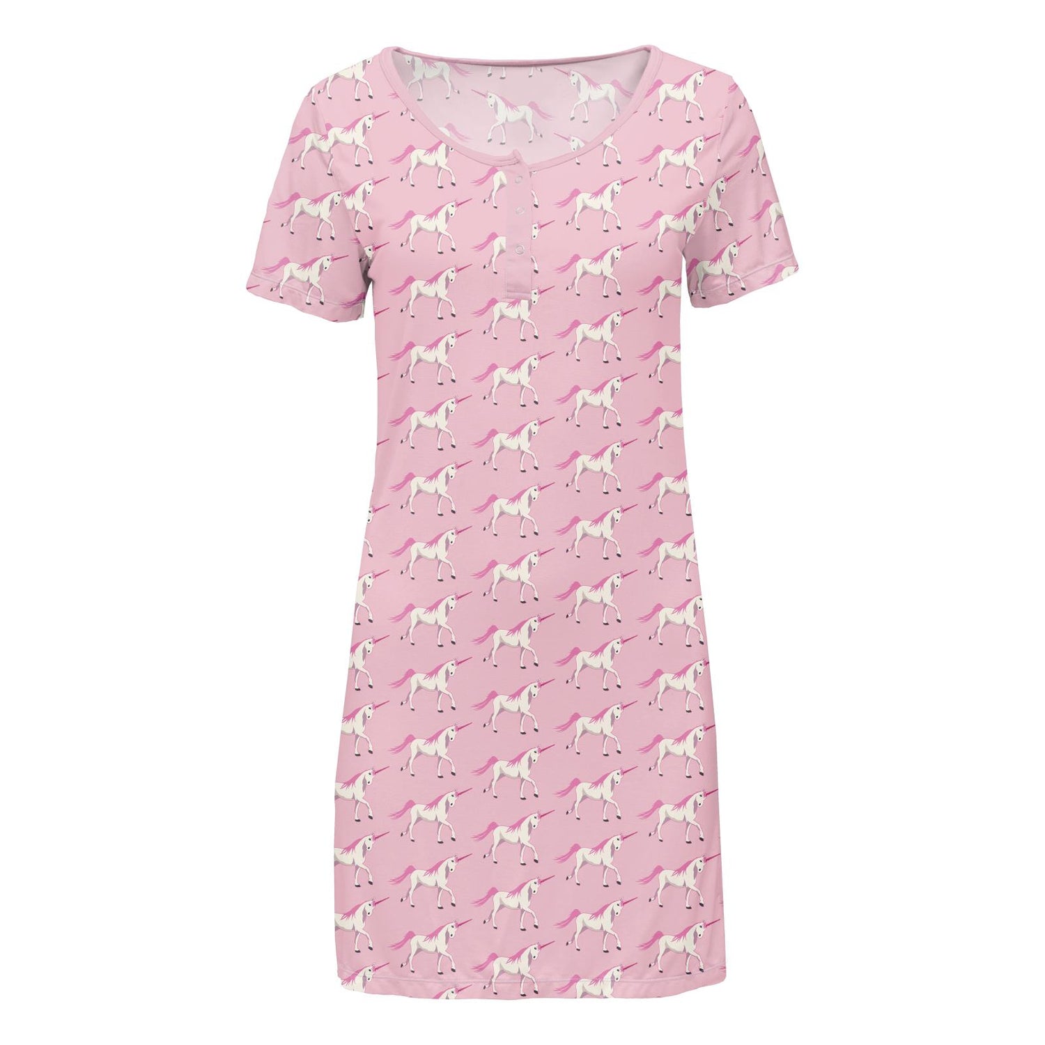 Women's Print Short Sleeve Nightshirt in Cake Pop Prancing Unicorn