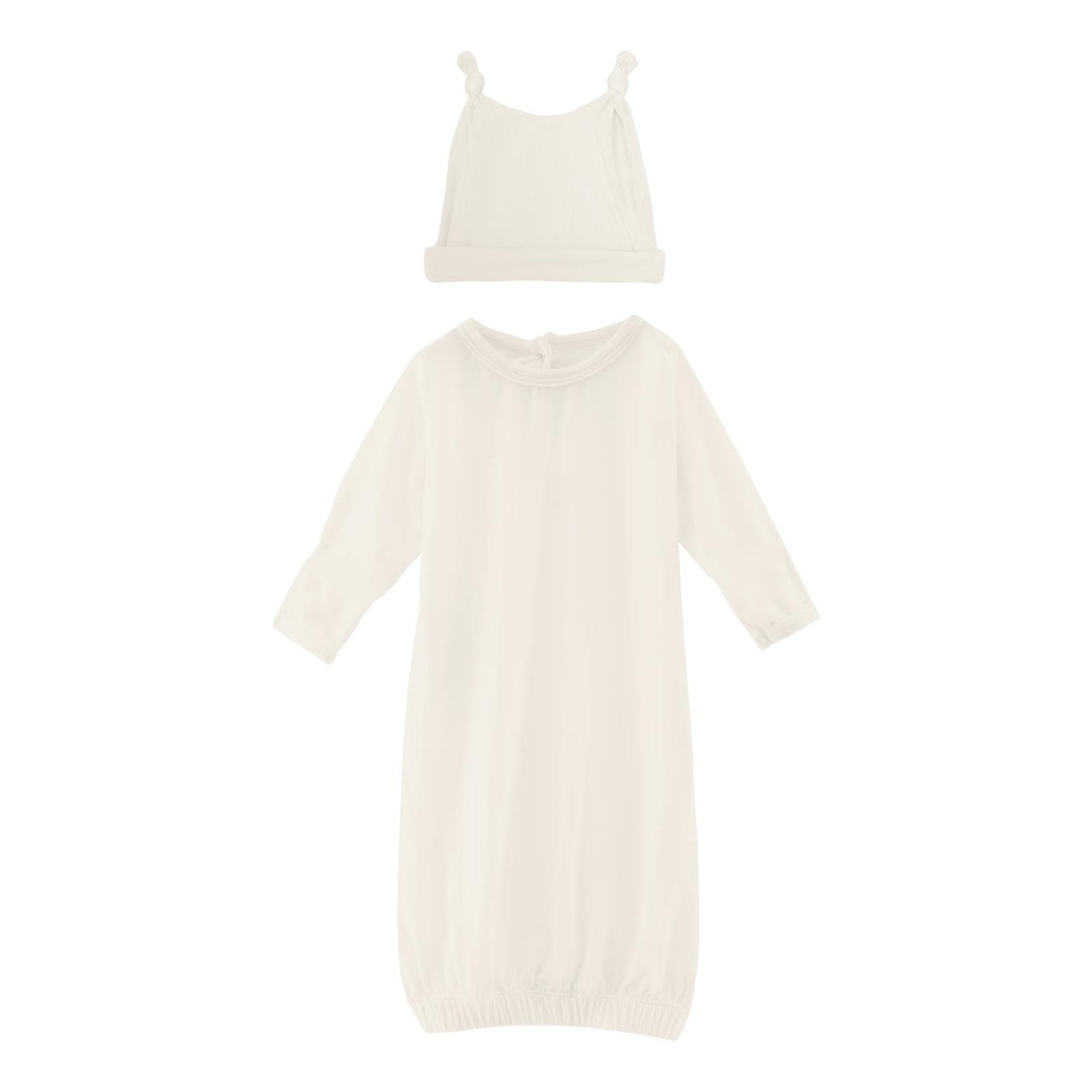 Layette Gown & Double Knot Hat Set in Natural