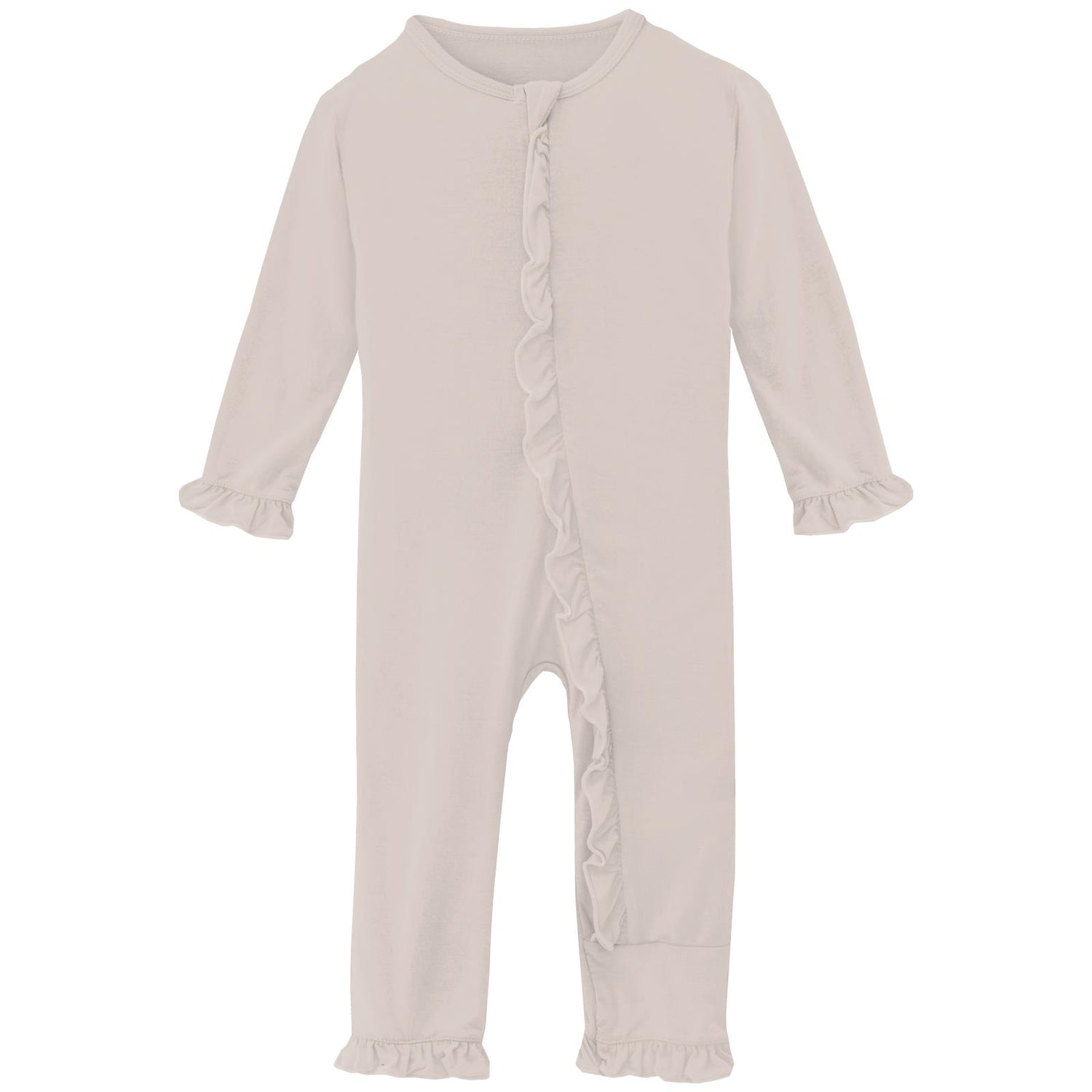 Classic Ruffle Coverall with 2 Way Zipper in Latte
