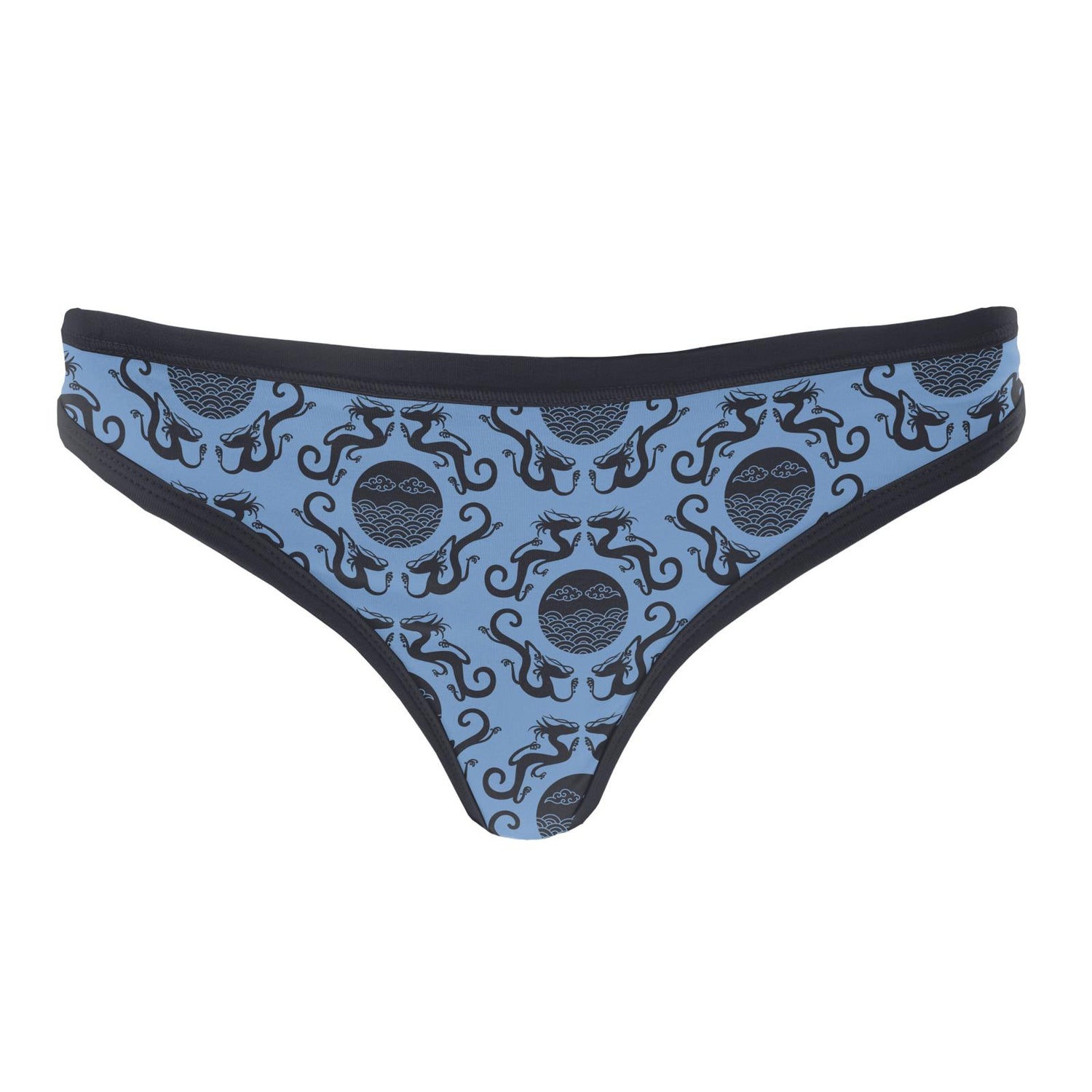 Women's Print Classic Thong in Dream Blue Four Dragons