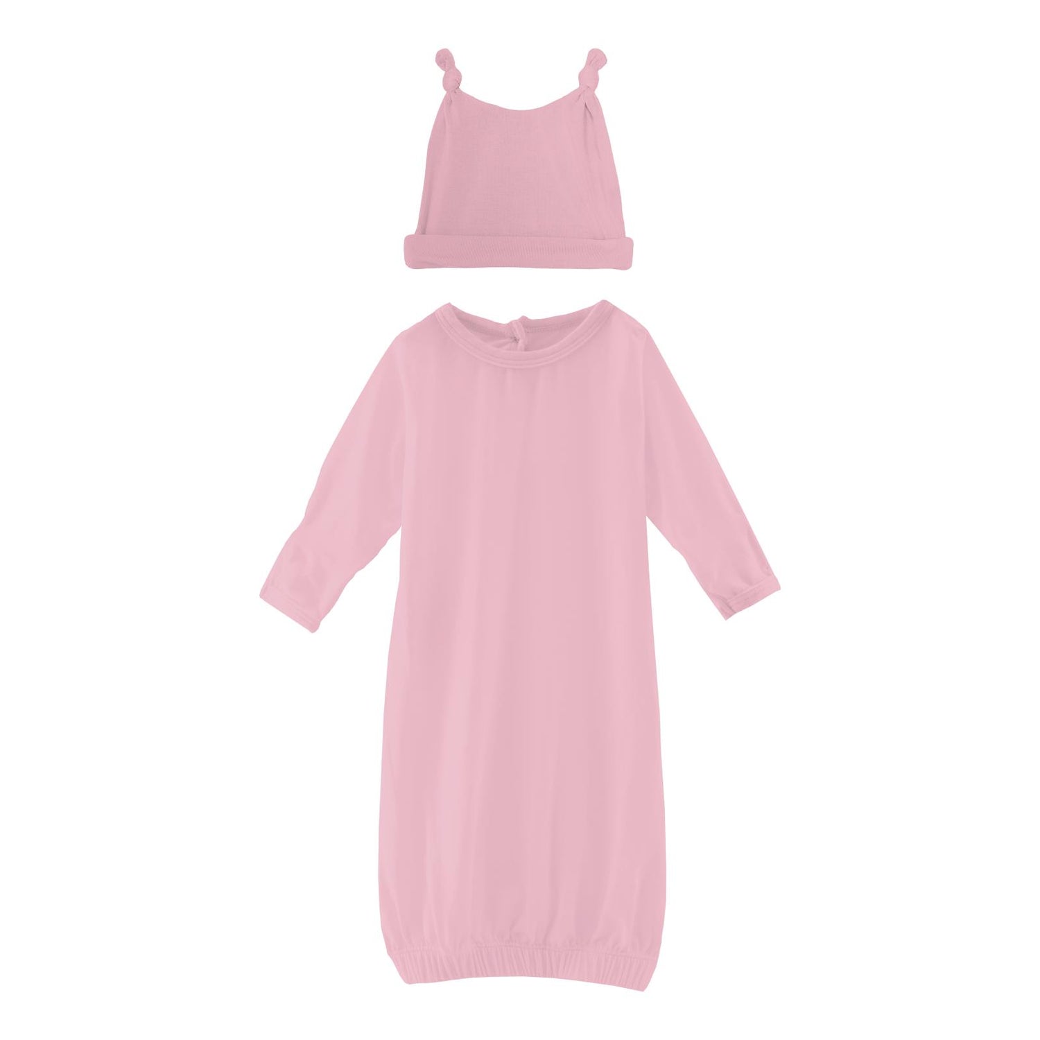 Layette Gown & Double Knot Hat Set in Cake Pop