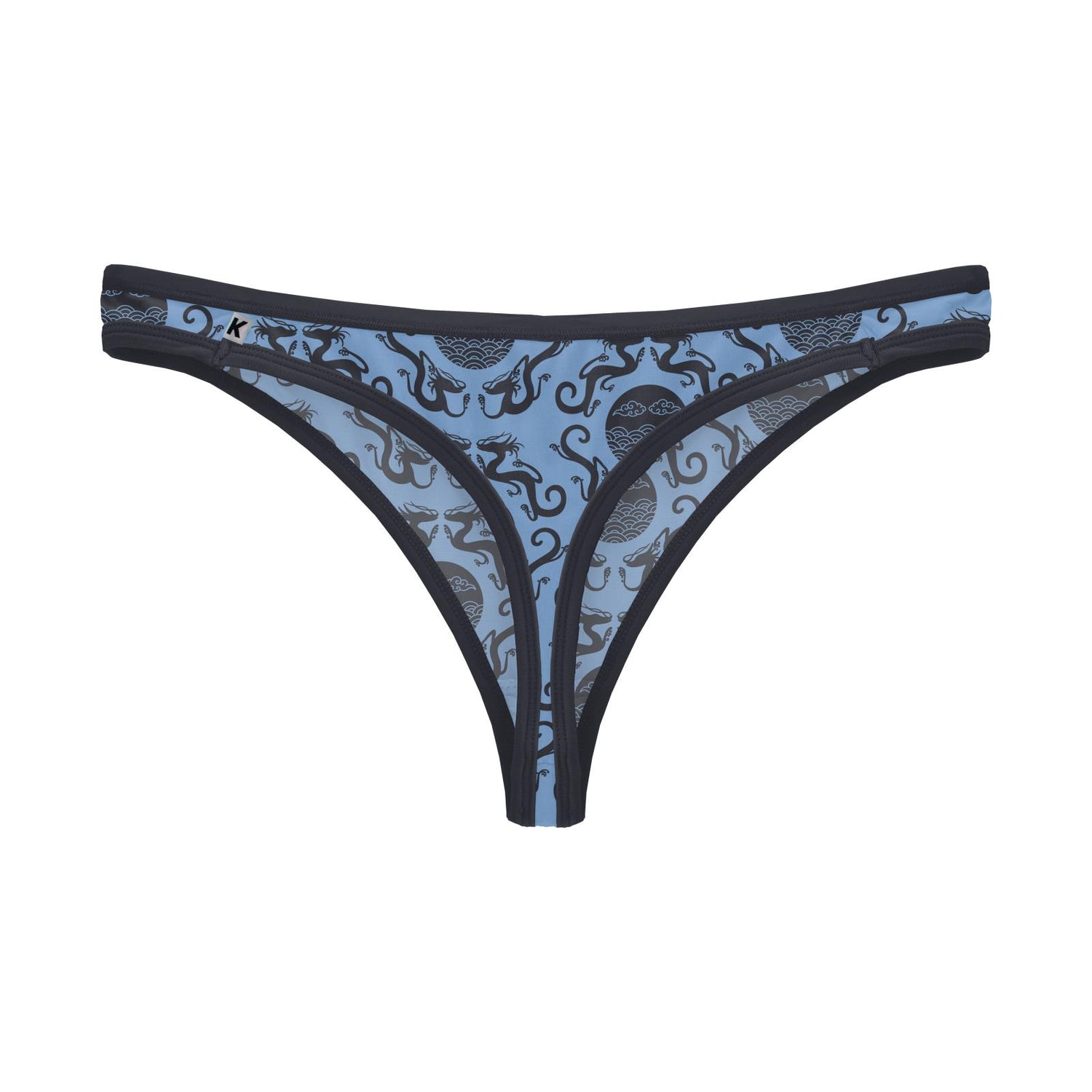Women's Print Classic Thong in Dream Blue Four Dragons