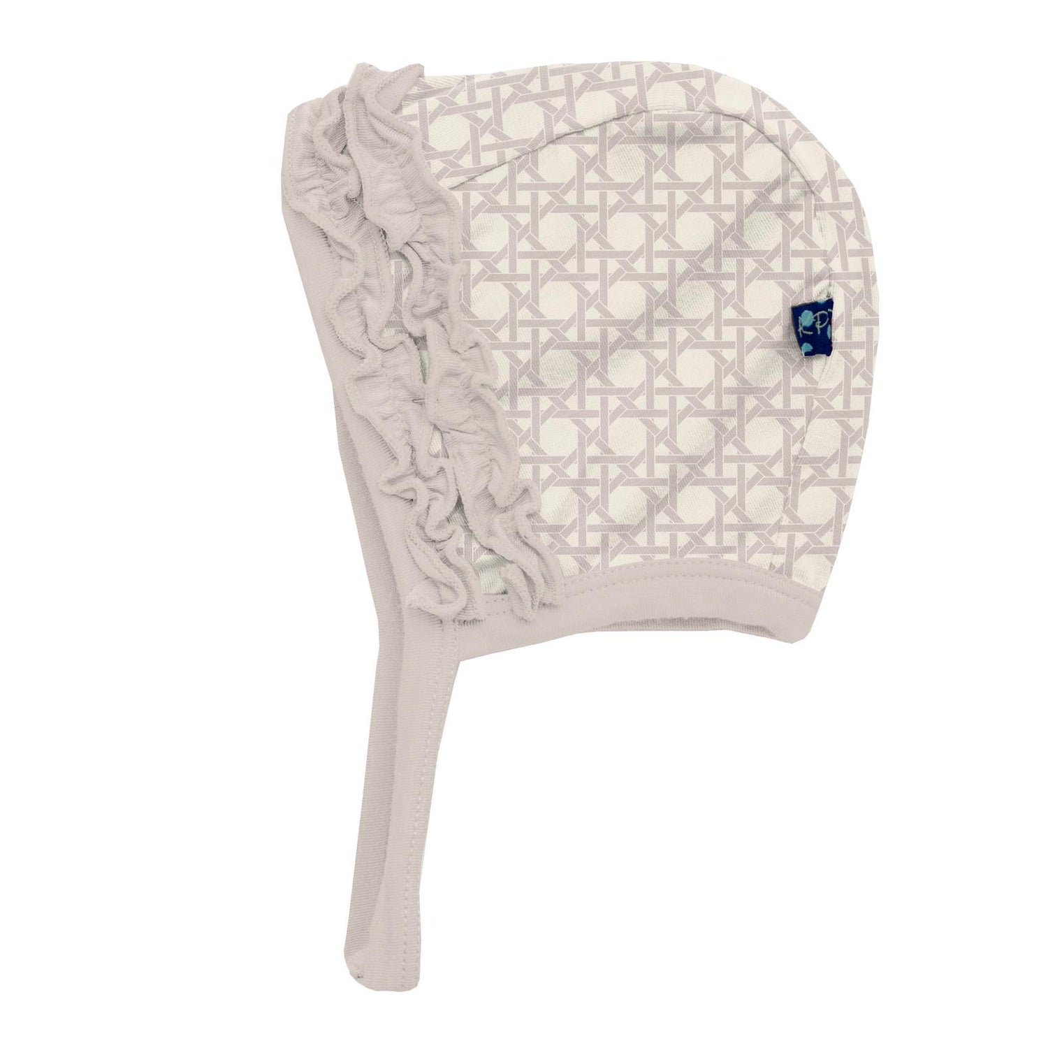 Print Ruffle Bonnet in Latte Wicker