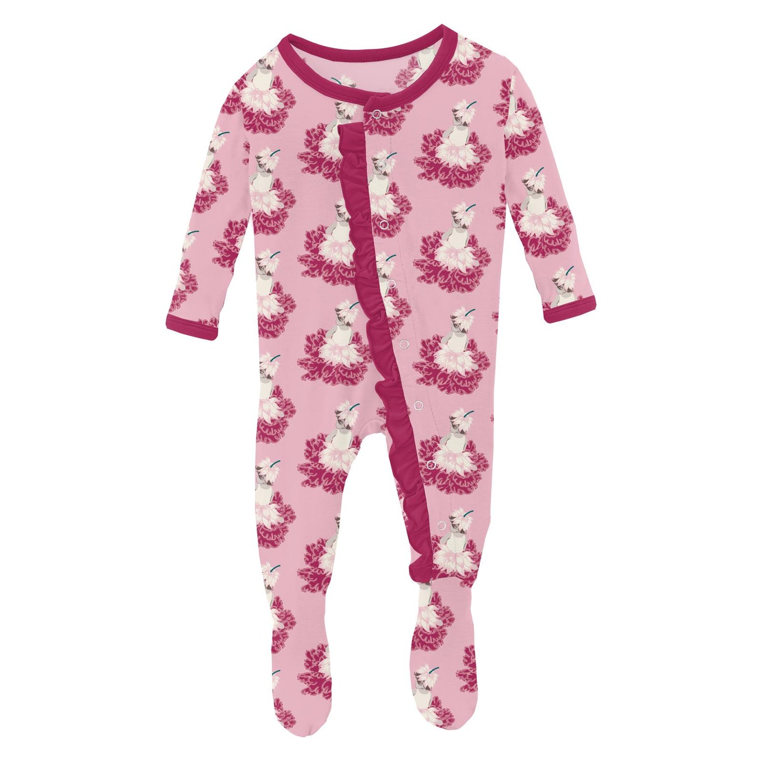 Print Classic Ruffle Footie with Snaps in Cake Pop Thumbelina