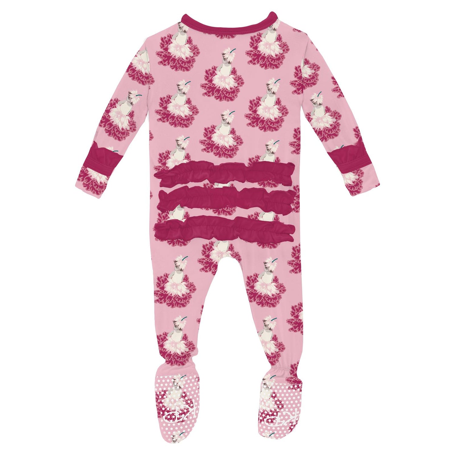 Print Classic Ruffle Footie with Snaps in Cake Pop Thumbelina