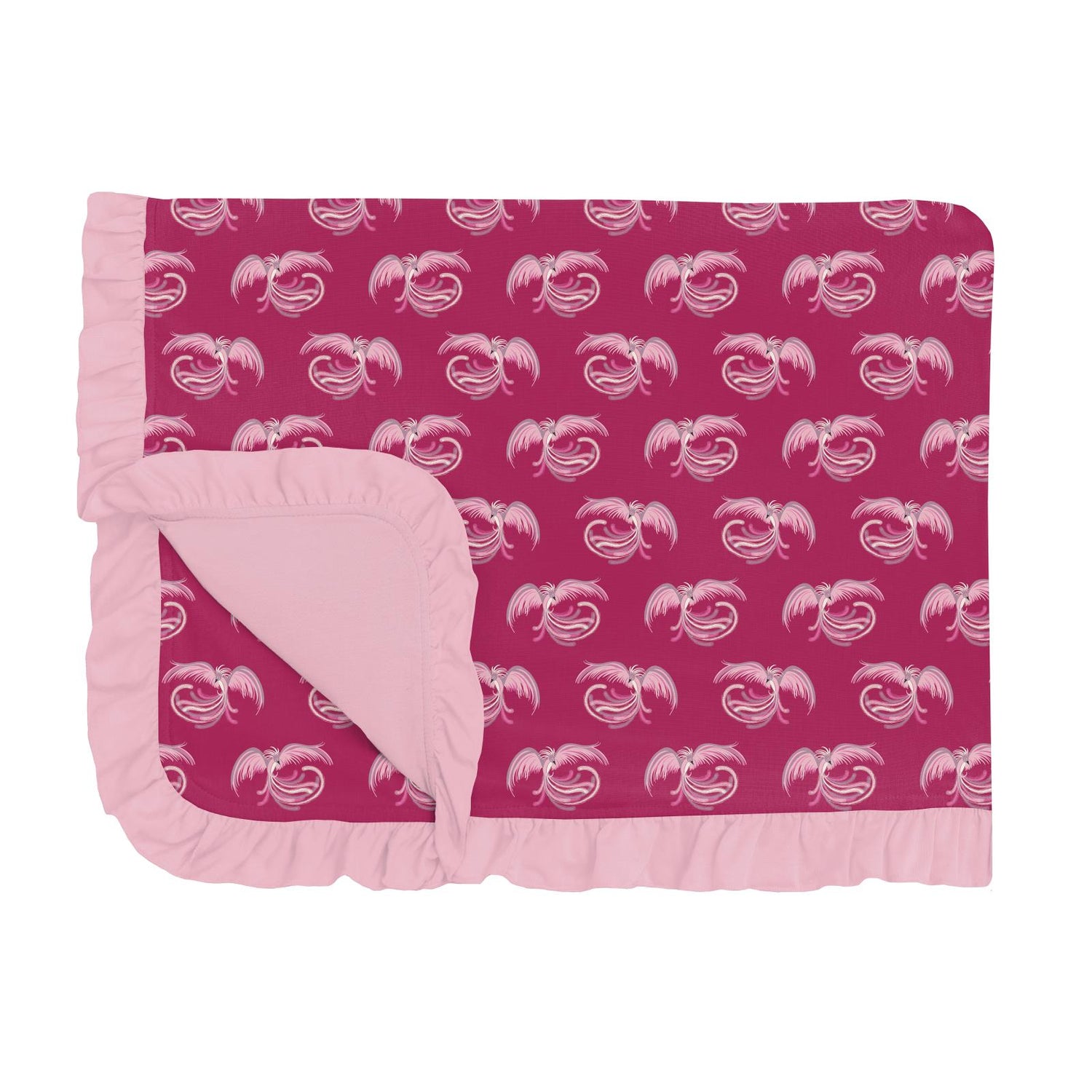 Print Ruffle Toddler Blanket in Dragon Fruit Phoenix