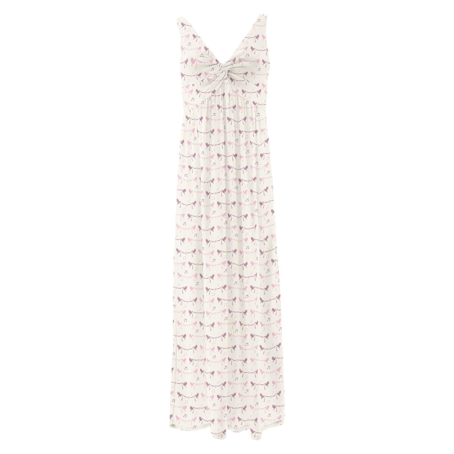 Women's Print Simple Twist Nightgown in Natural Bird Banner