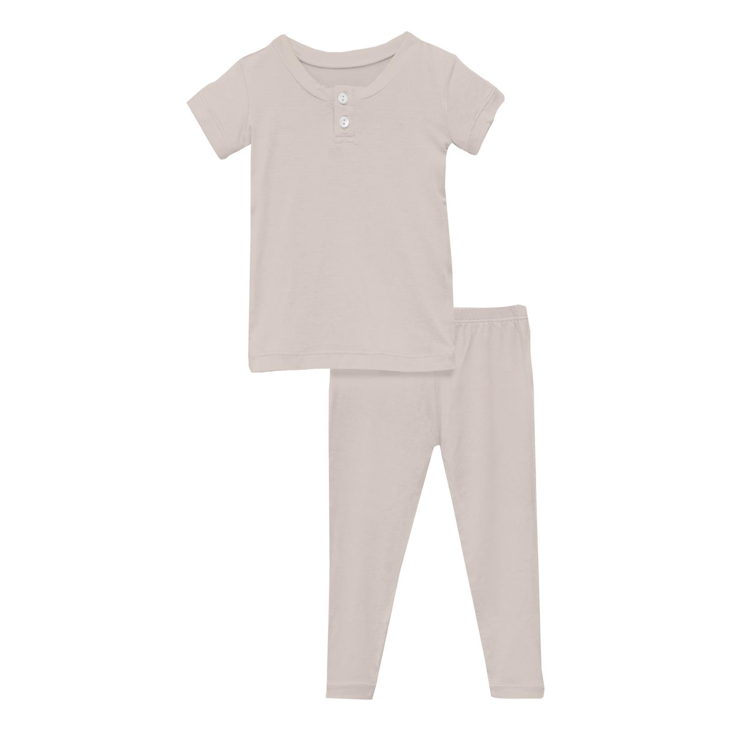Short Sleeve Henley Pajama Set in Latte