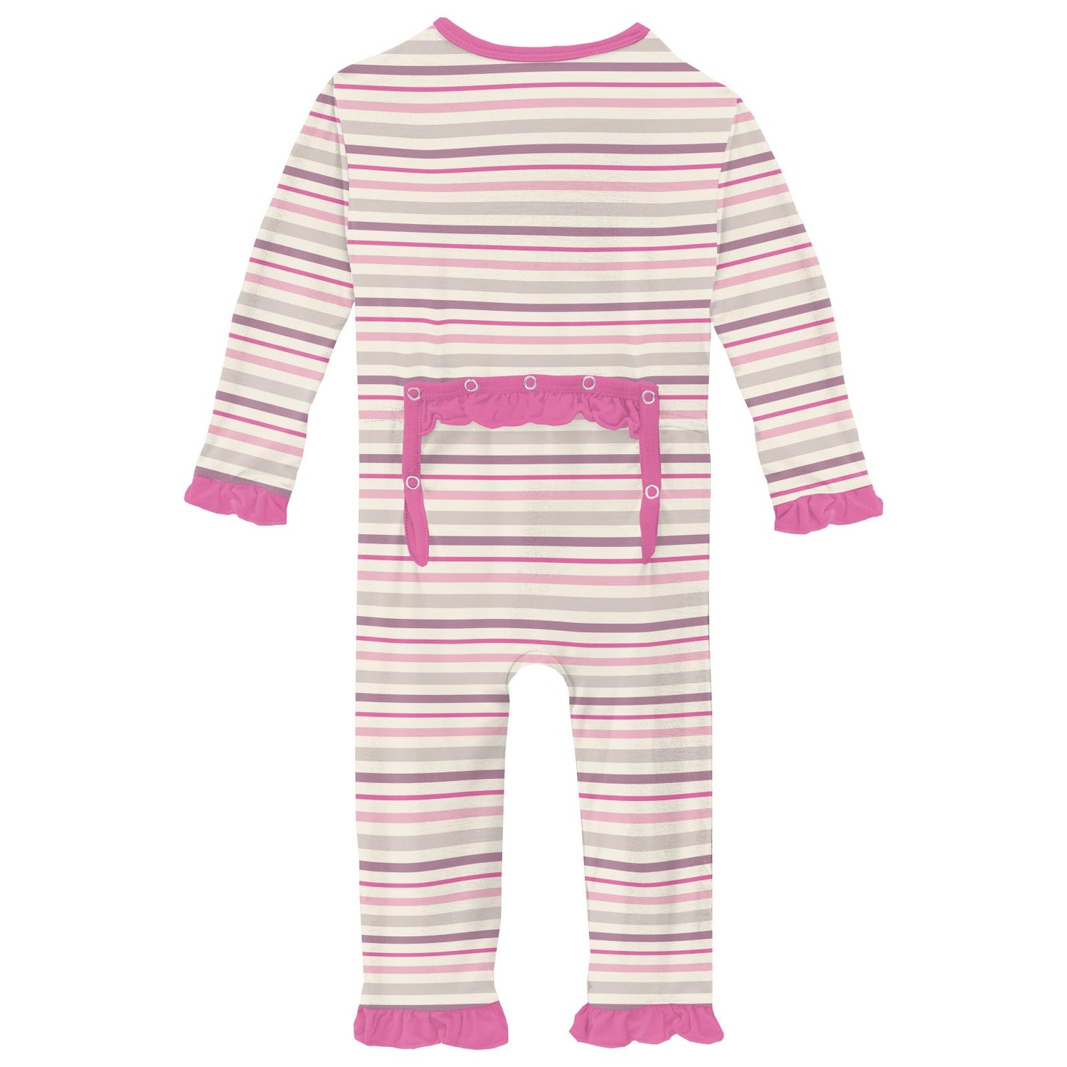 Print Classic Ruffle Coverall with 2 Way Zipper in Whimsical Stripe