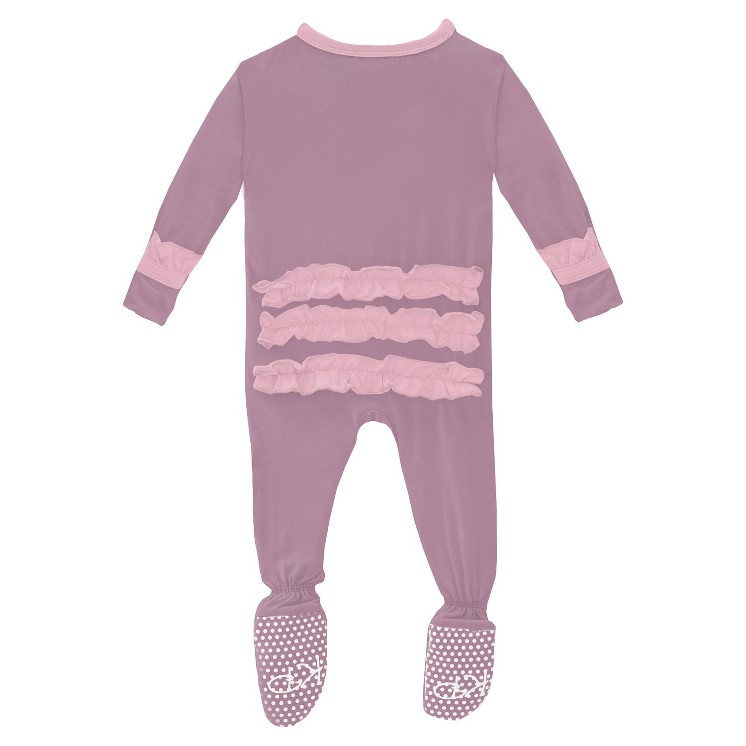 Classic Ruffle Footie with 2 Way Zipper in Pegasus with Cake Pop