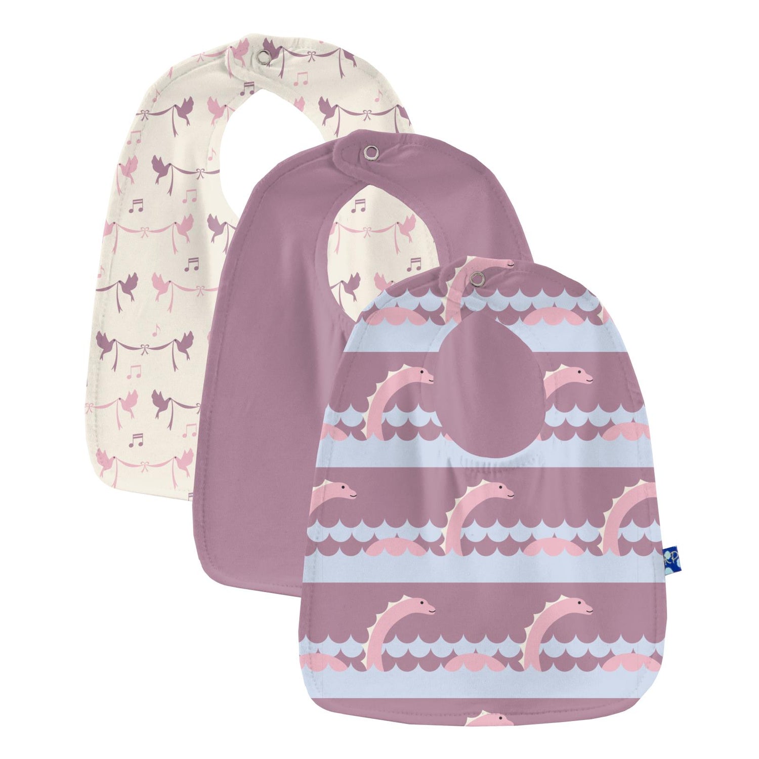 Print Bib Set of 3 in Pegasus Sea Monster, Pegasus & Natural Bird Banner