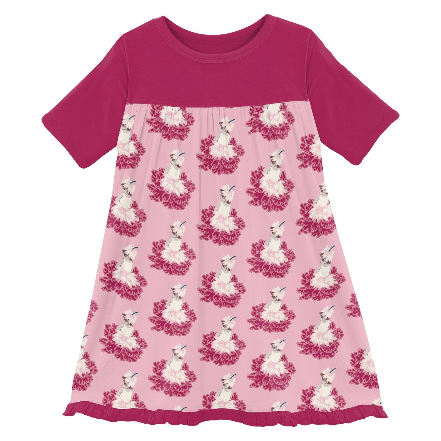 Print Classic Short Sleeve Swing Dress in Cake Pop Thumbelina