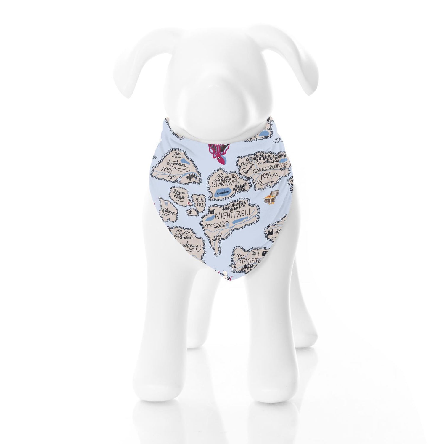 Print Dog Bandana in Dew Pirate Map